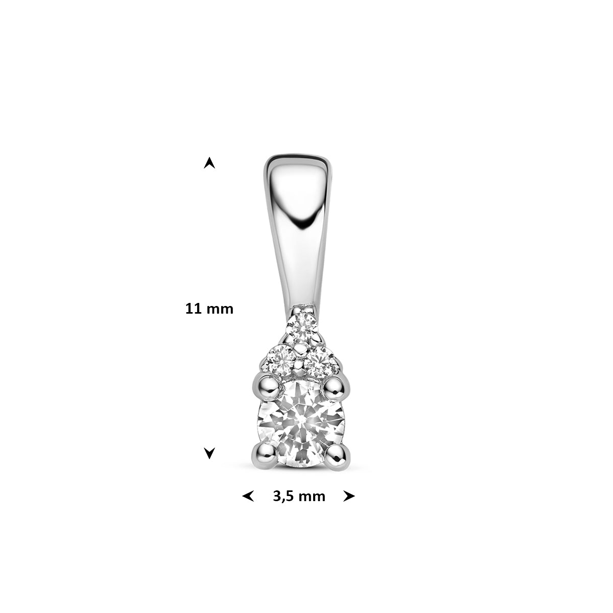 Hanger zirkonia zilver gerhodineerd
