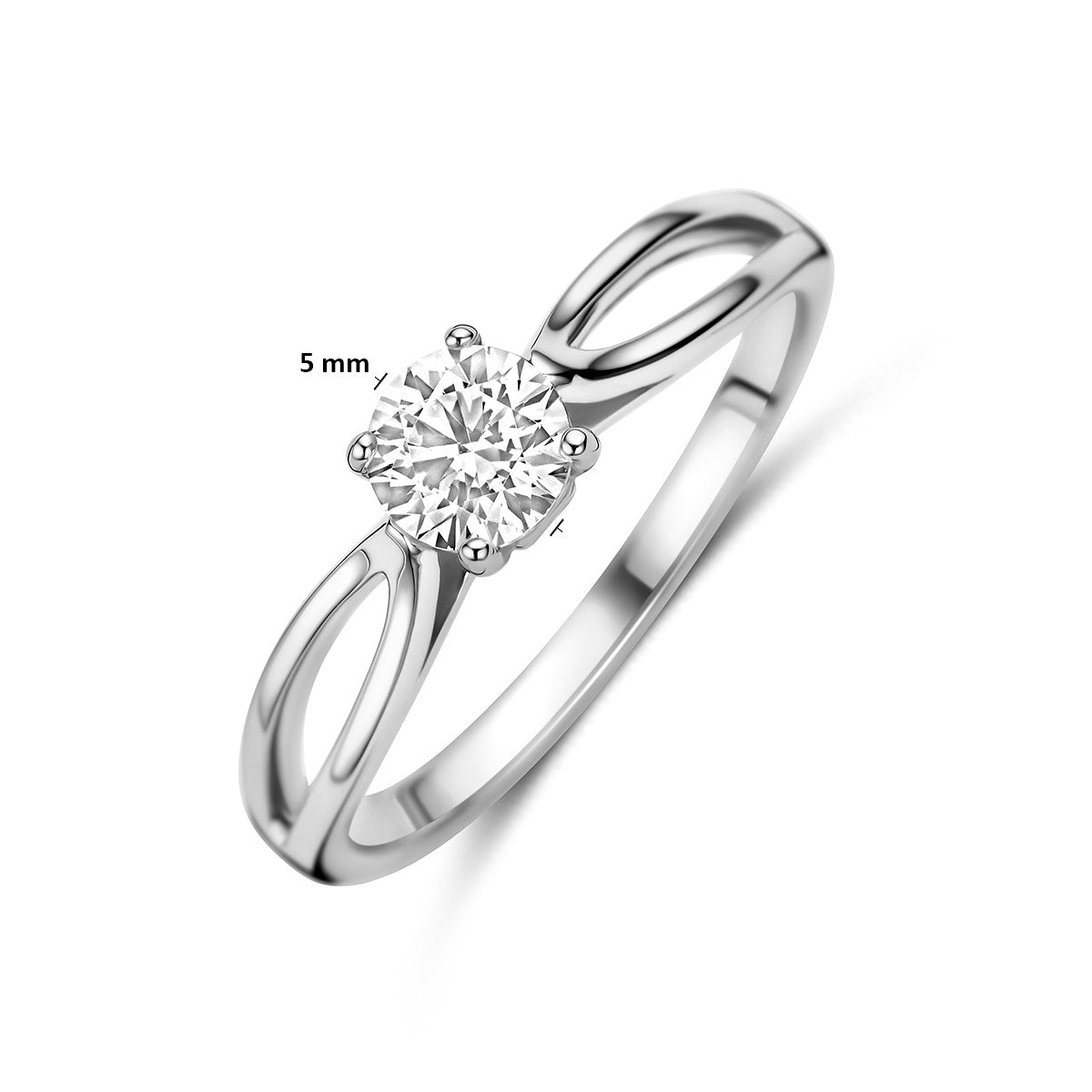 Ring zirkonia zilver gerhodineerd 5 mm
