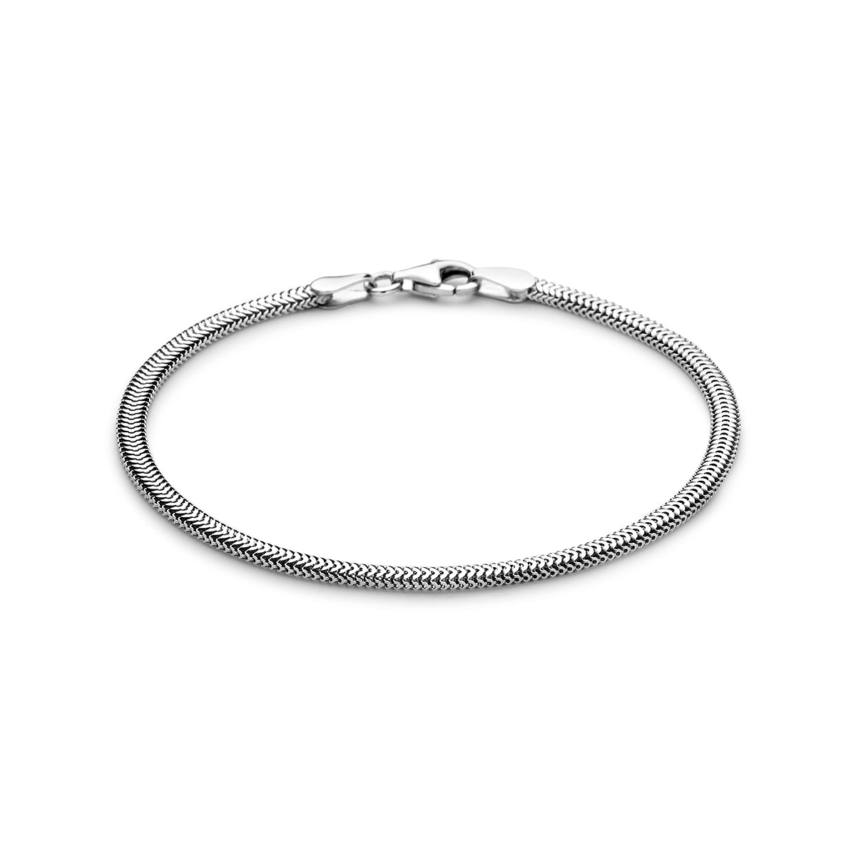 Armband slang plat (bol) 3 mm zilver gerhodineerd 18 cm