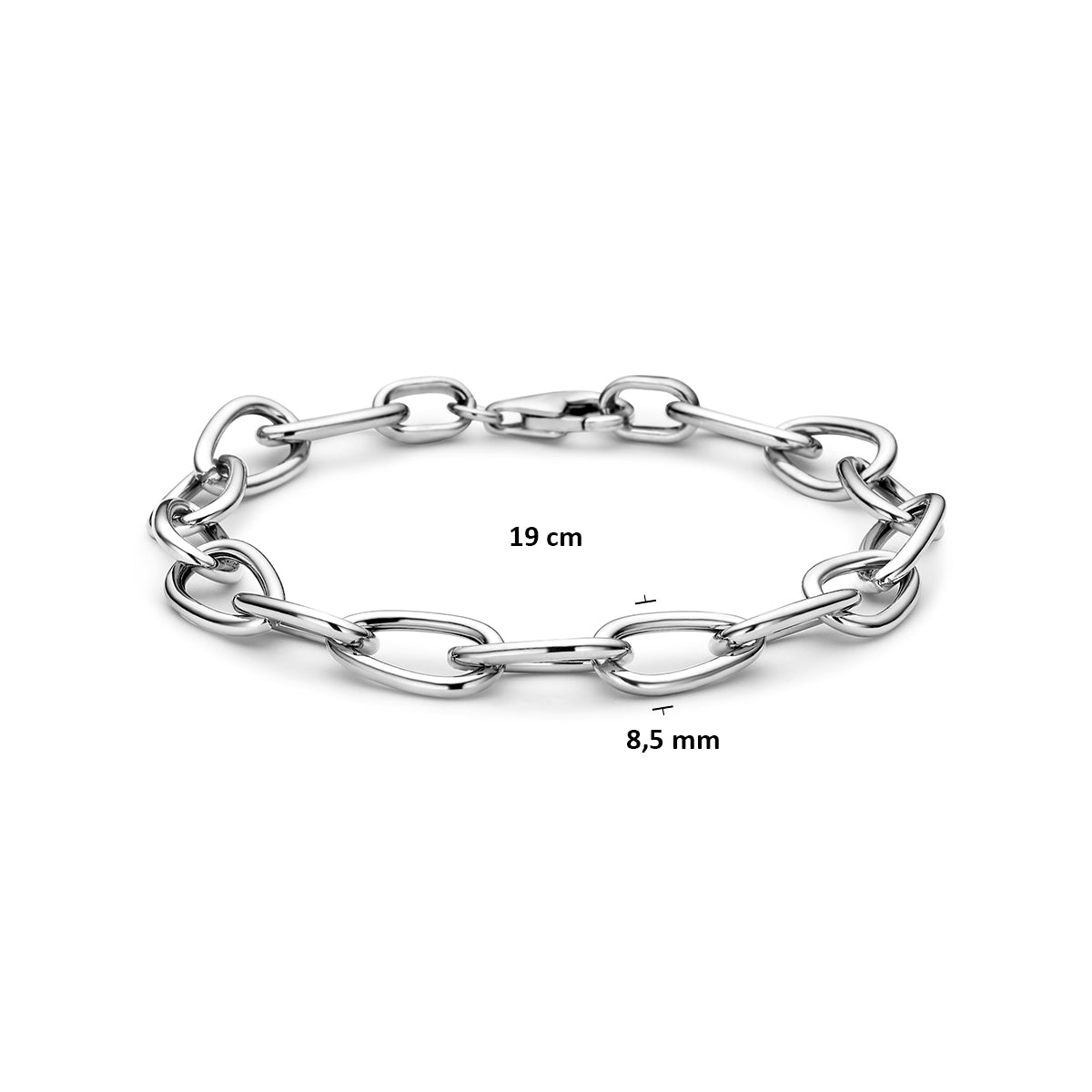 Armband 8,5 mm zilver gerhodineerd 19 cm