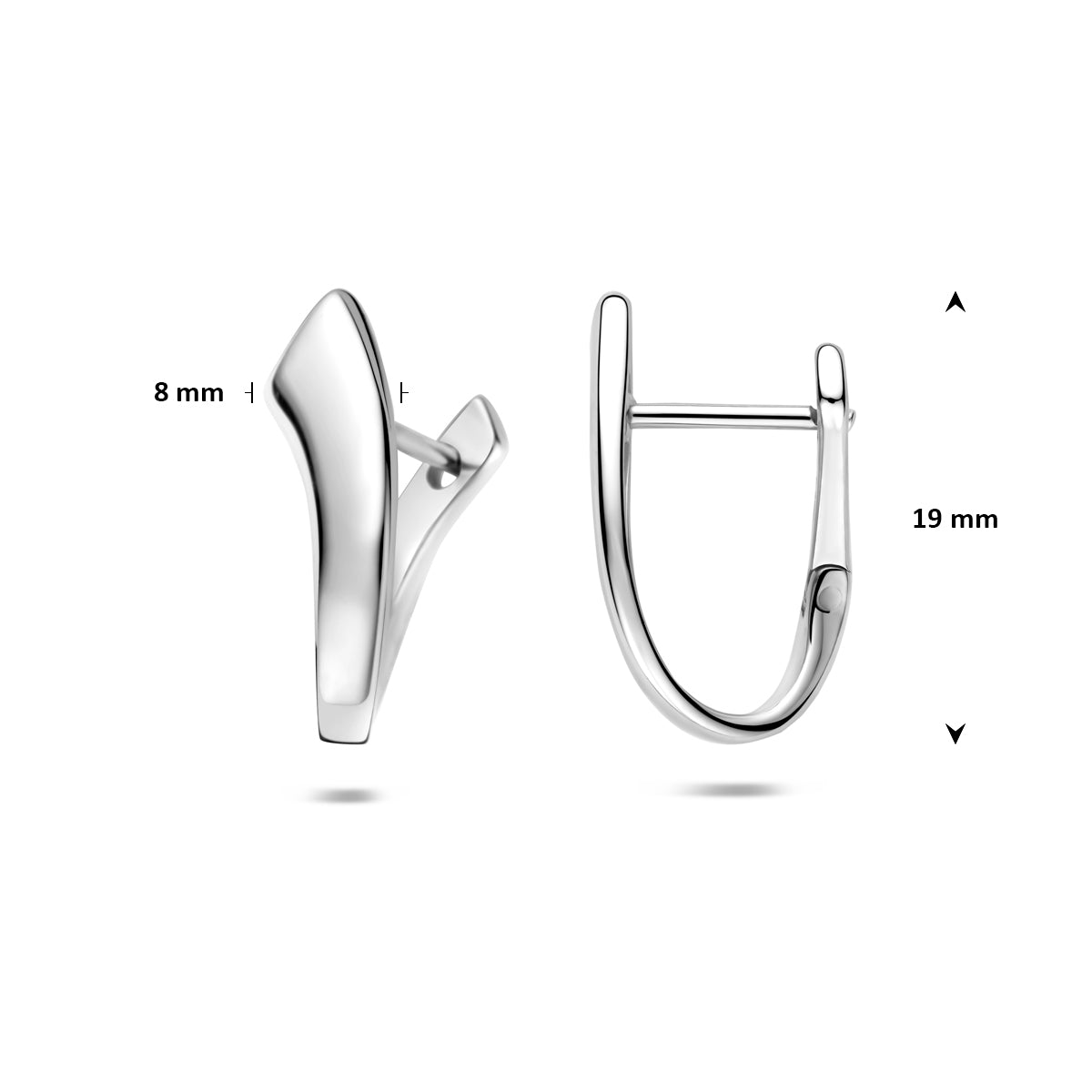 Klapoorringen zilver gerhodineerd 19 mm