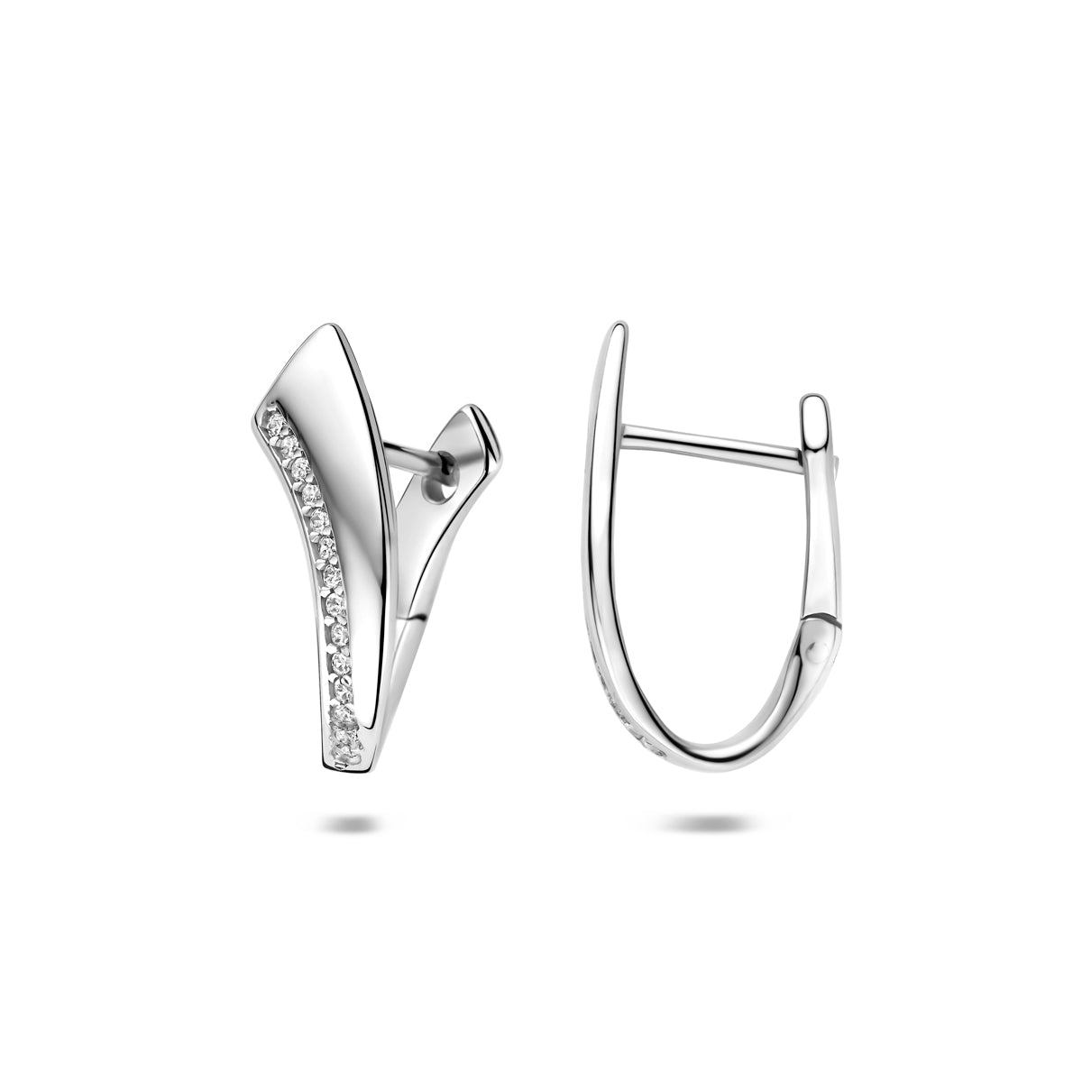 Klapoorringen zirkonia zilver gerhodineerd 19 mm