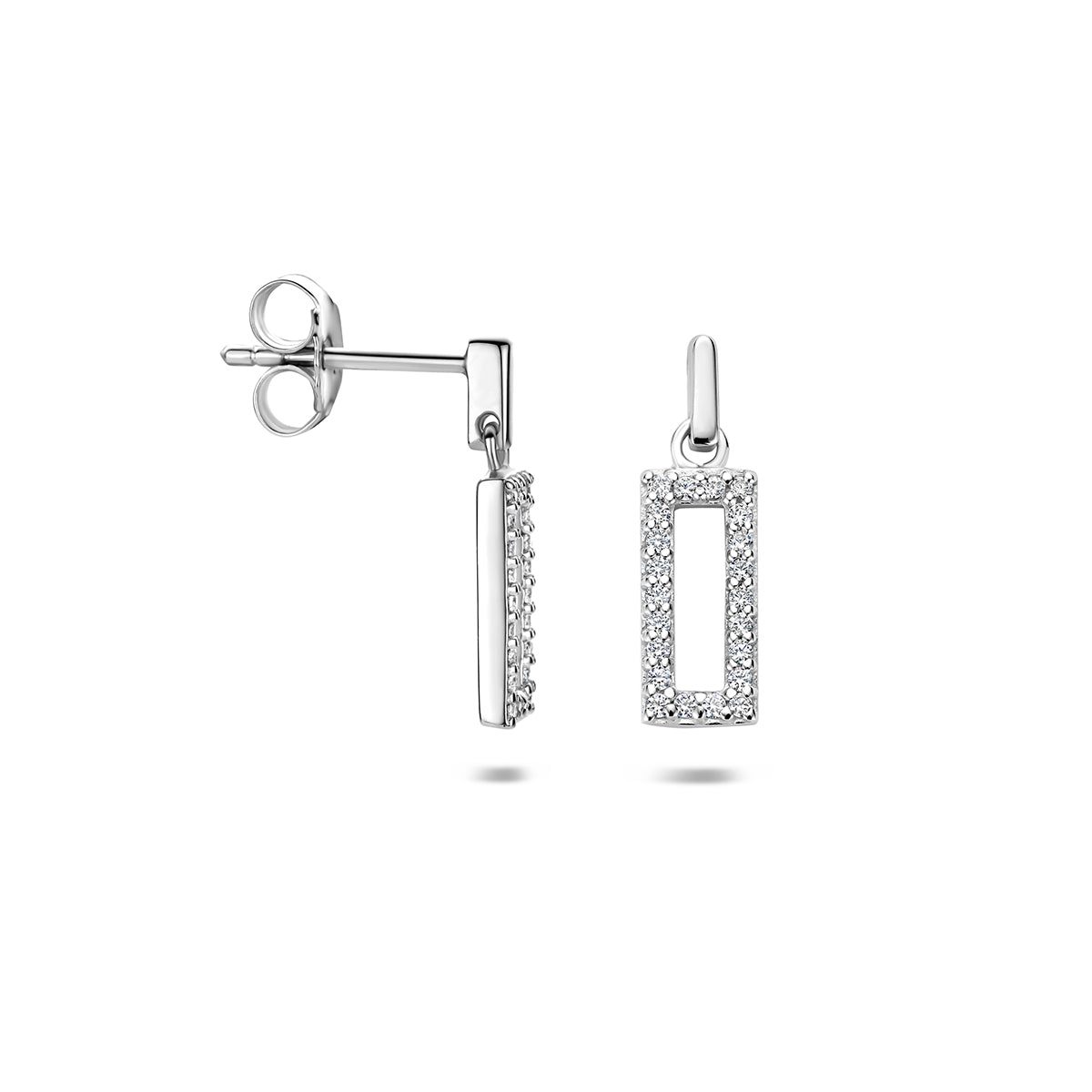 Oorhangers zirkonia zilver gerhodineerd 16,5 mm