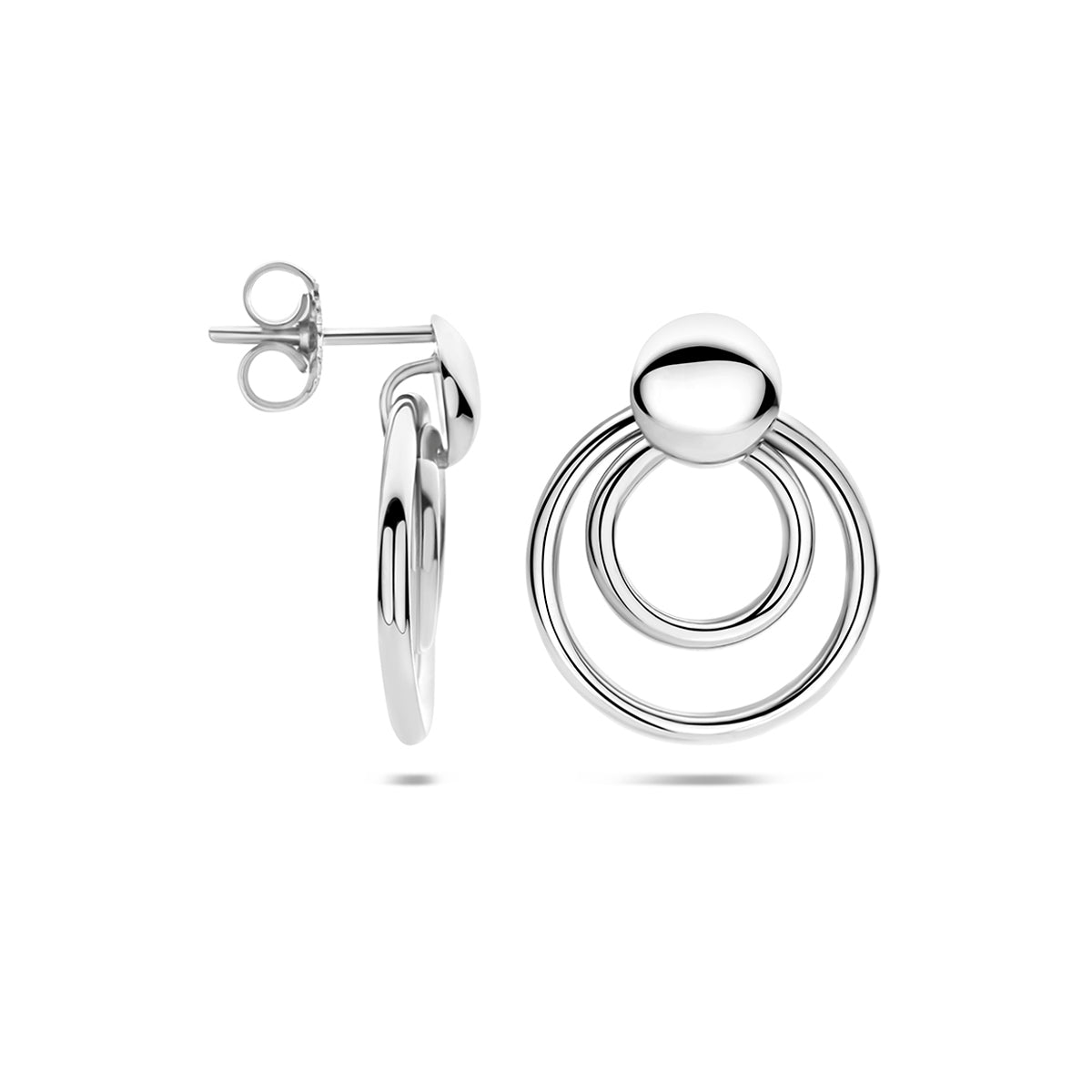 Oorhangers rond zilver gerhodineerd 18,5 mm