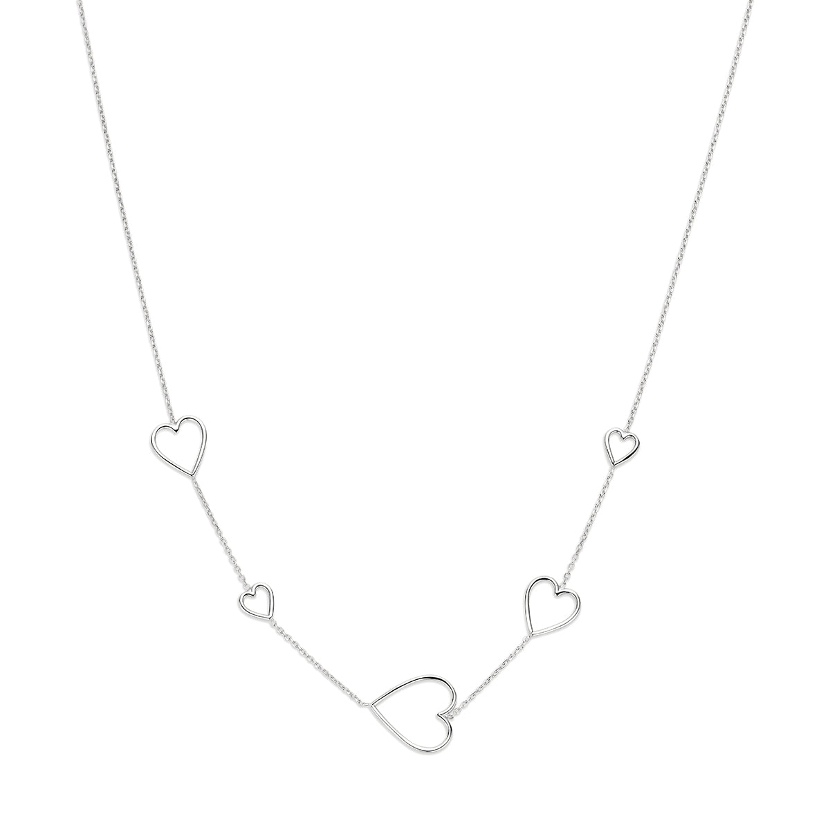 Collier hartjes zilver gerhodineerd 41 + 4 cm