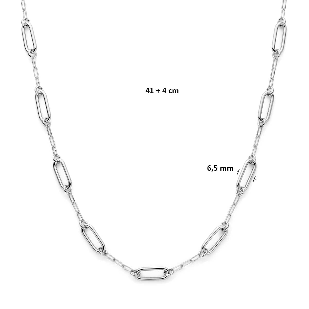 Collier zilver gerhodineerd 41 + 4 cm 6.5 mm