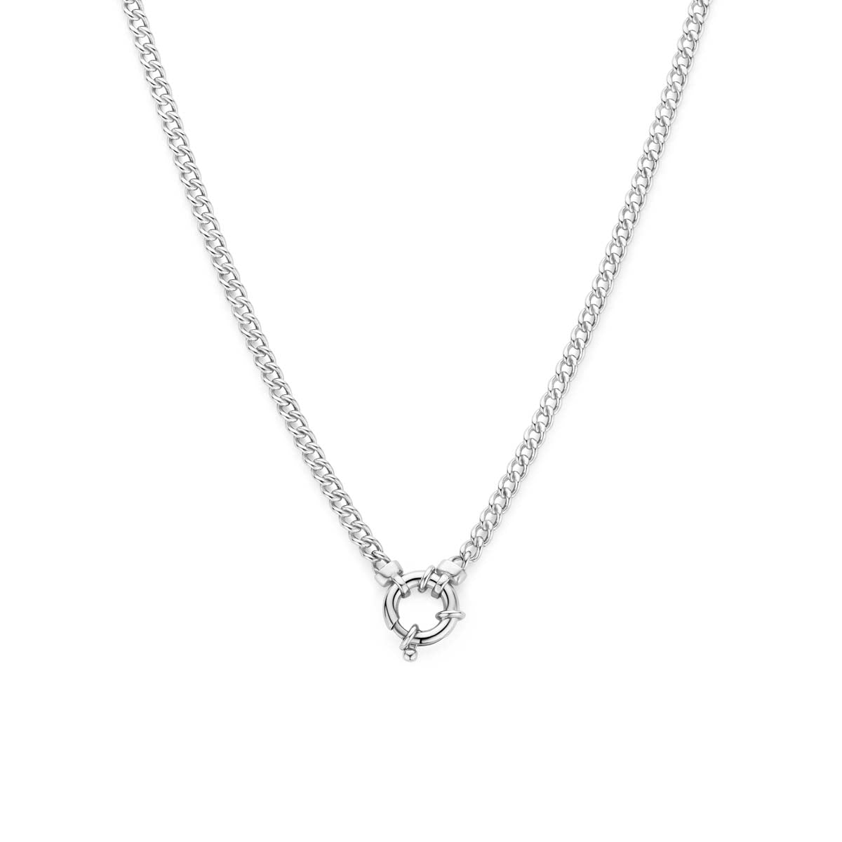 Collier groot veerslot 3,7 mm zilver gerhodineerd 45 cm