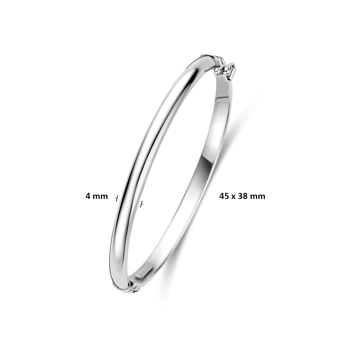 Bangle scharnier ovale buis 4 mm zilver gerhodineerd 45 mm
