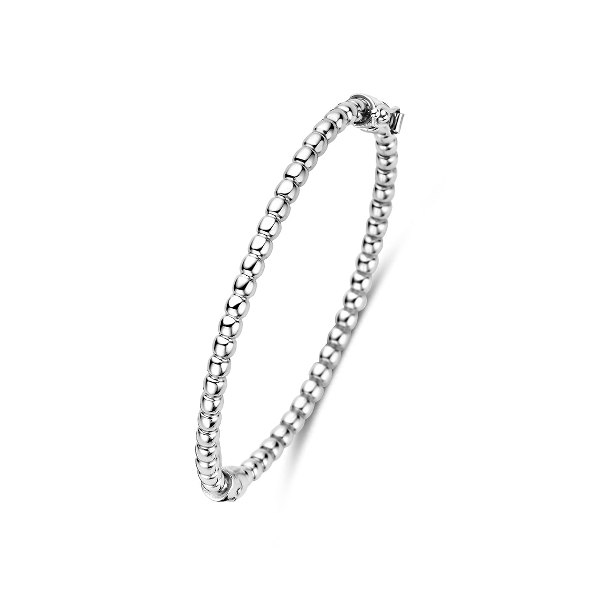 Bangle scharnier bolletjes 3 mm zilver gerhodineerd 46 mm