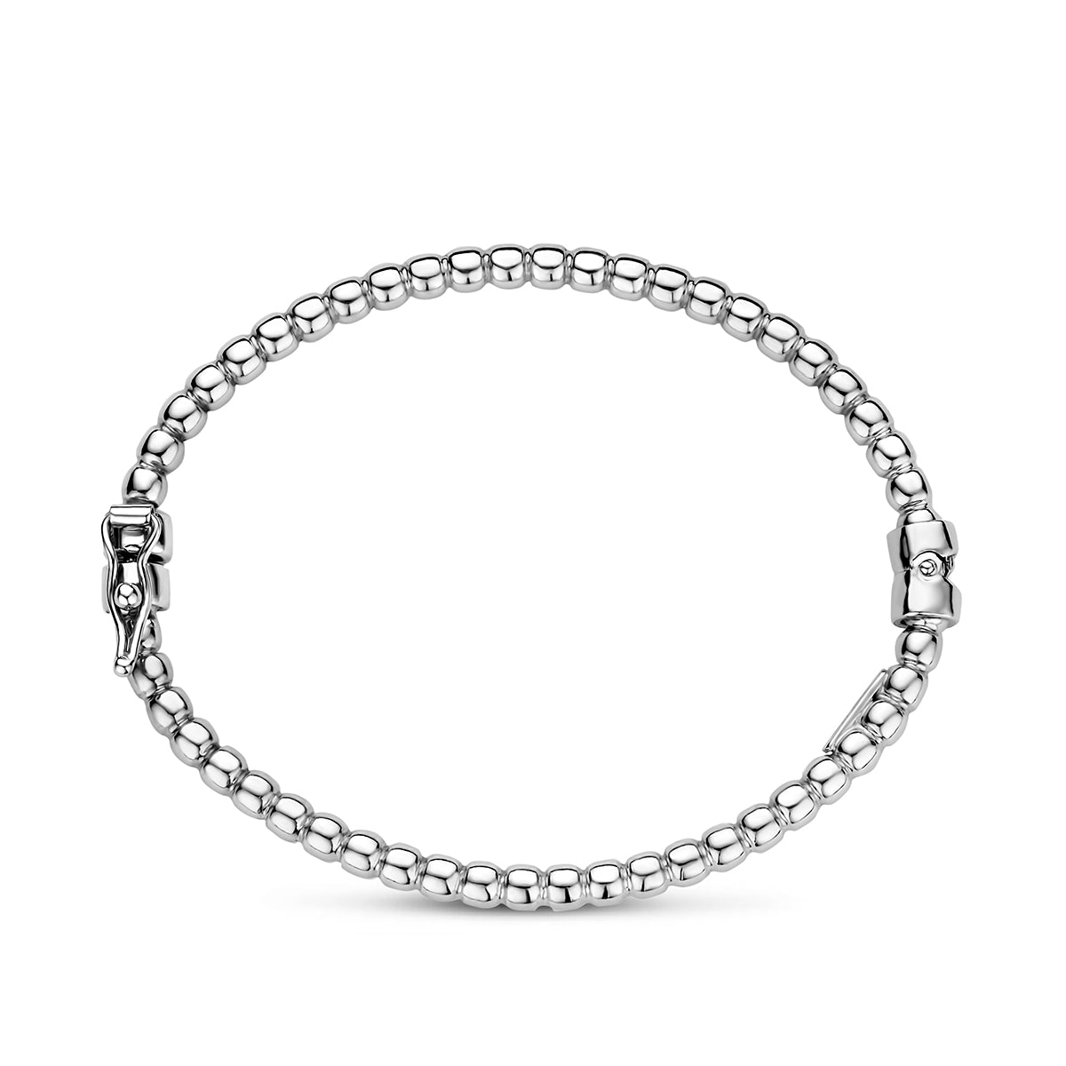 Bangle scharnier bolletjes 3 mm zilver gerhodineerd 46 mm
