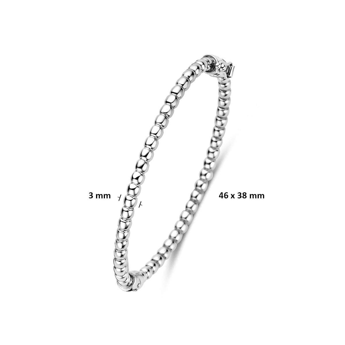 Bangle scharnier bolletjes 3 mm zilver gerhodineerd 46 mm
