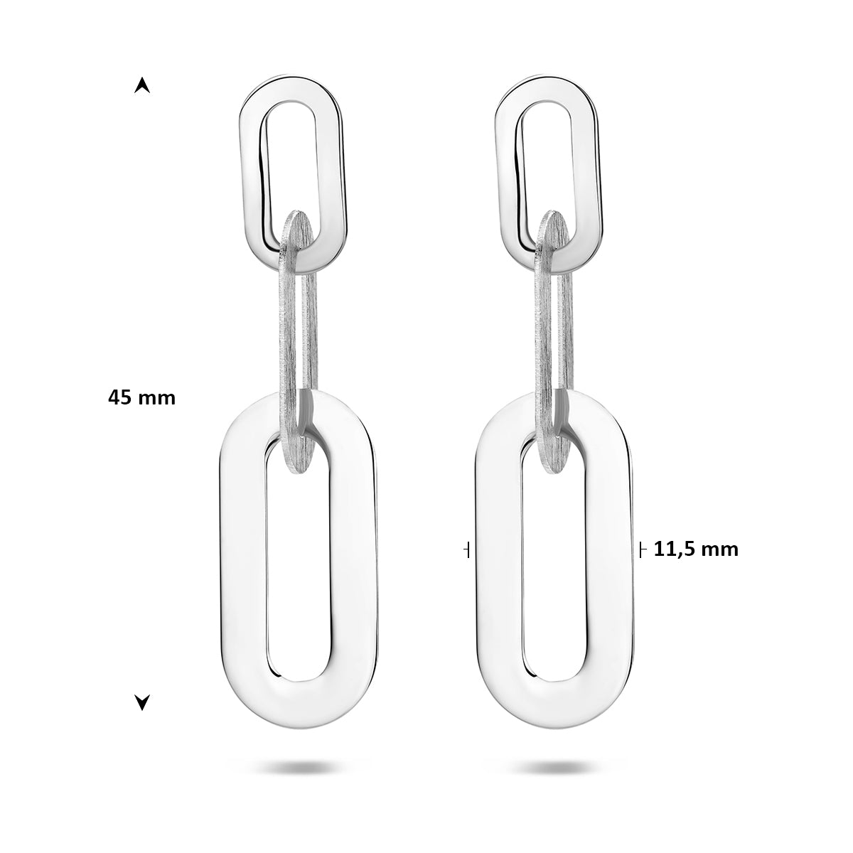 Oorhangers schakel zilver gerhodineerd 45 mm