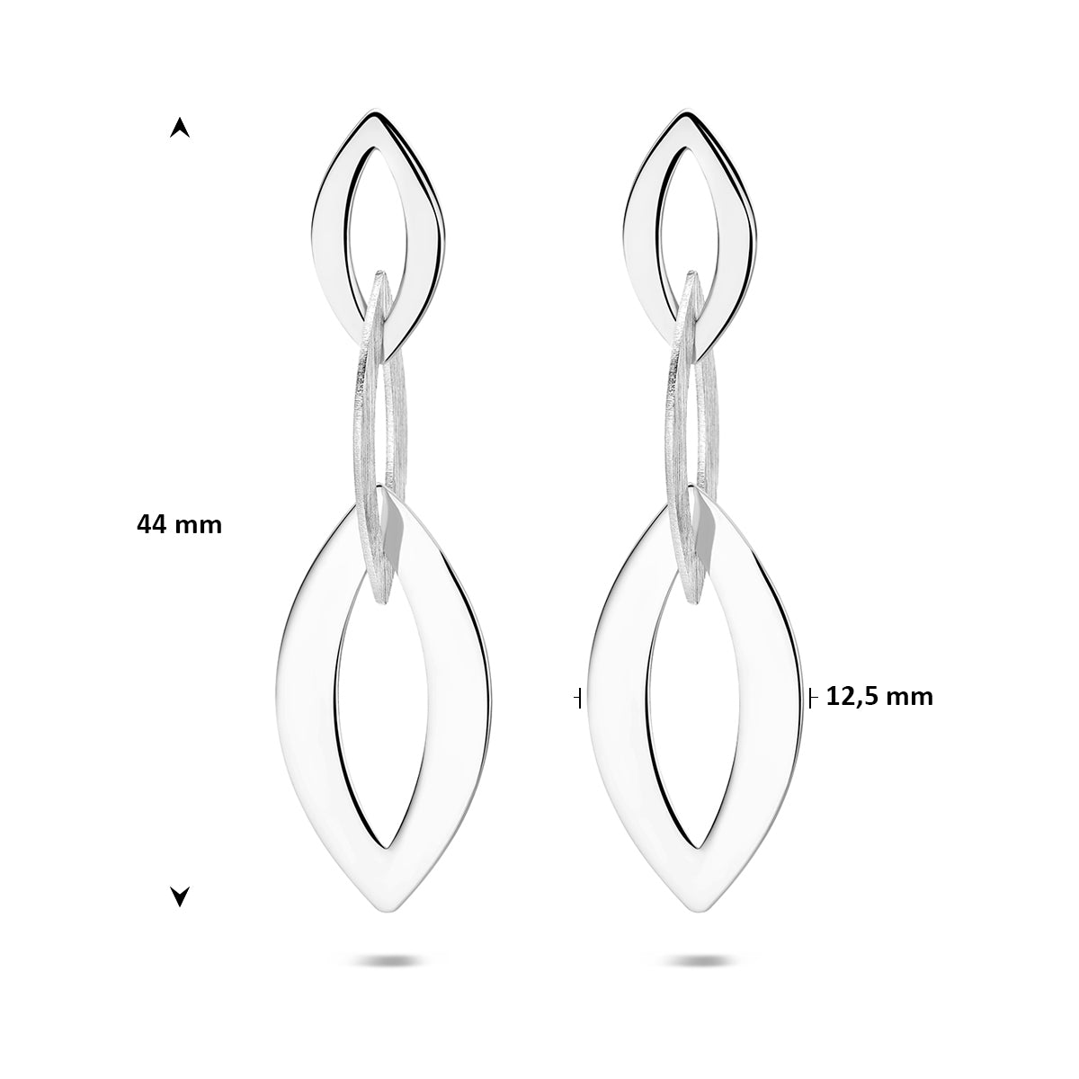 Oorhangers schakel zilver gerhodineerd 44 mm