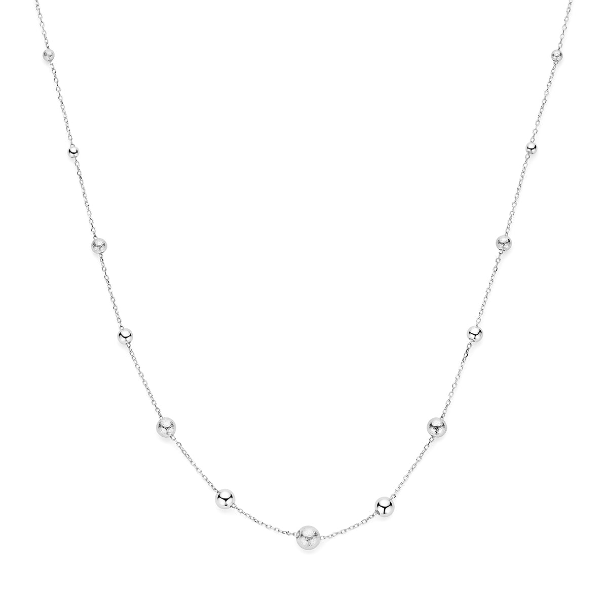 Collier bolletjes poli/mat zilver gerhodineerd 41 + 4 cm