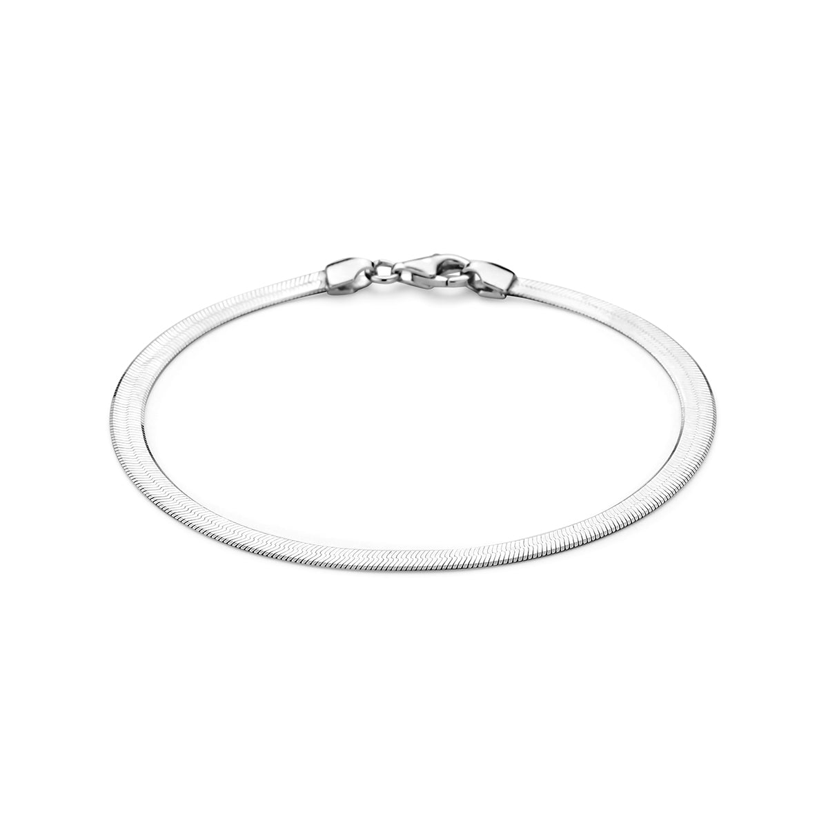 Armband slang plat 3,6 mm zilver gerhodineerd 18,5 cm