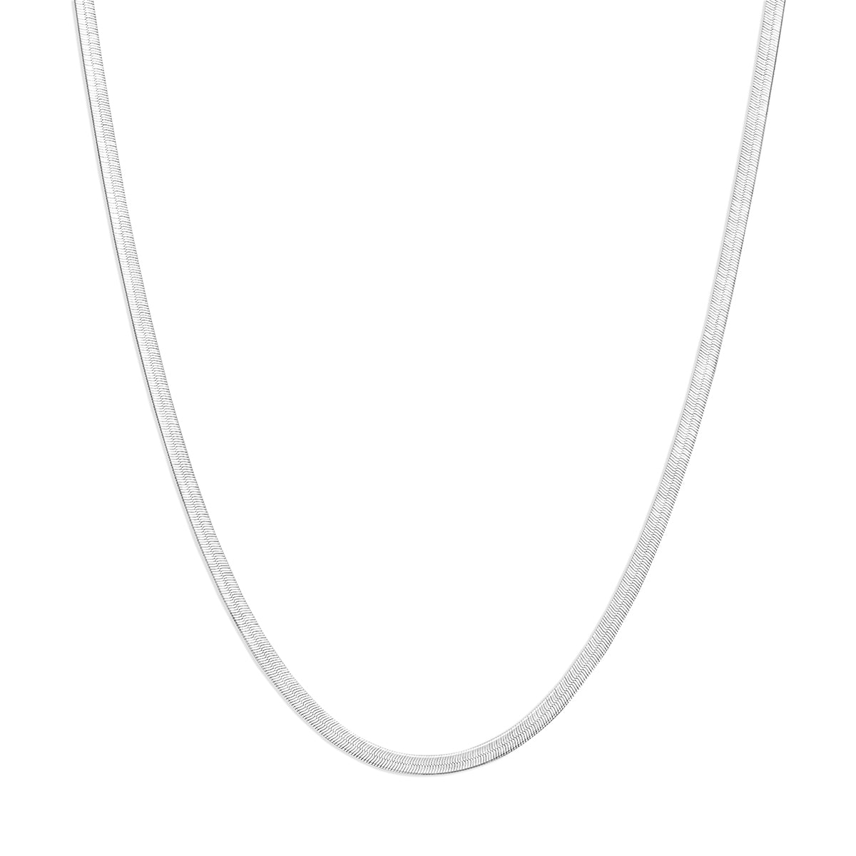 Collier slang plat 3,6 mm zilver gerhodineerd 45 cm