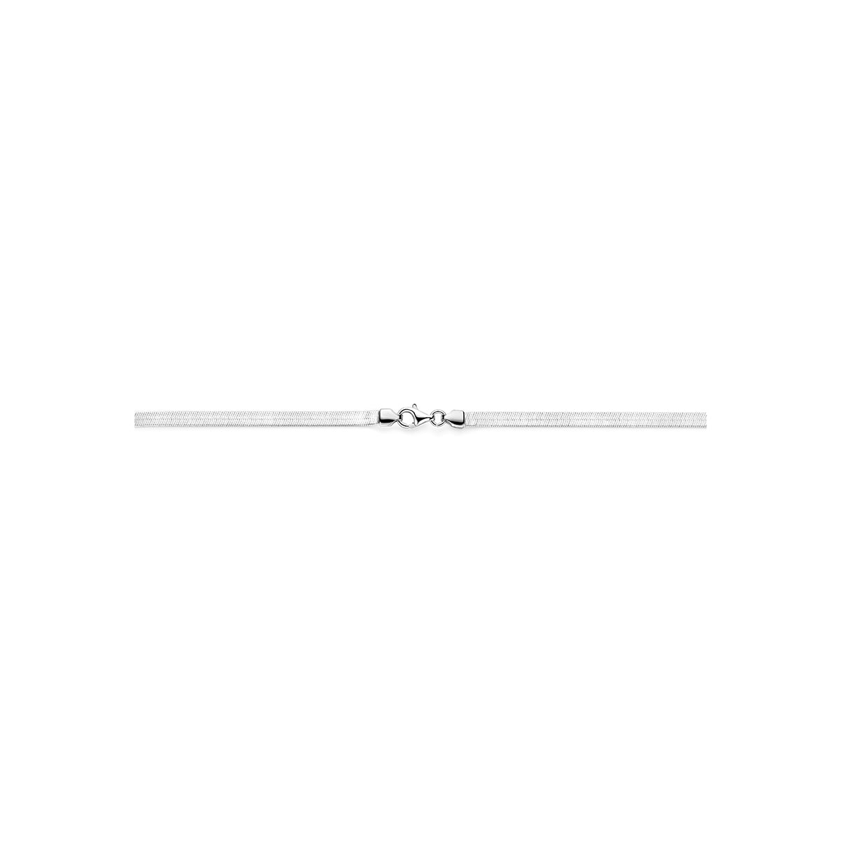 Collier slang plat 3,6 mm zilver gerhodineerd 45 cm
