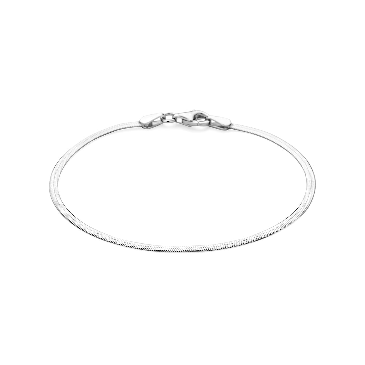 Armband slang plat 2 mm zilver gerhodineerd 18 cm