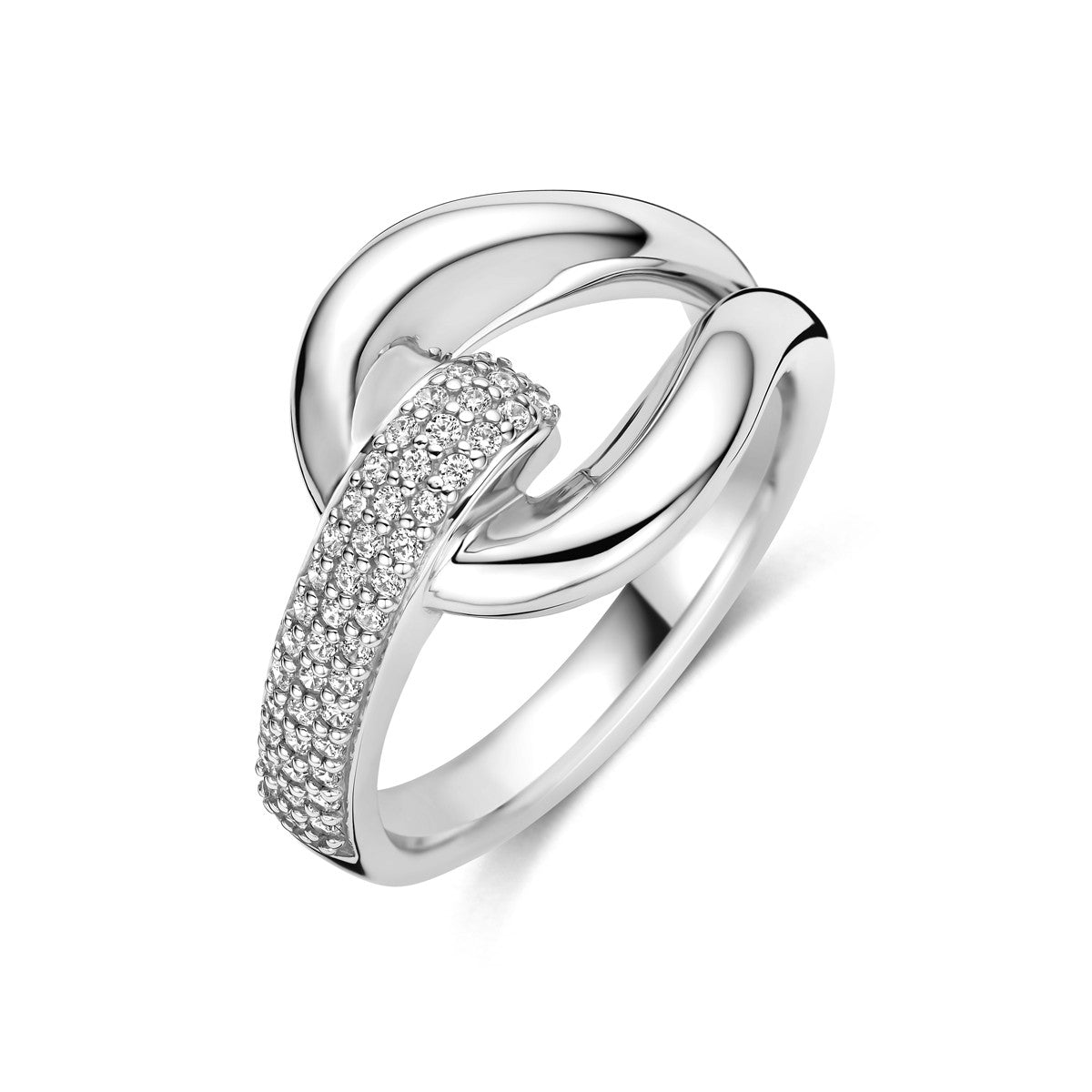 Ring zirkonia zilver gerhodineerd 13 mm