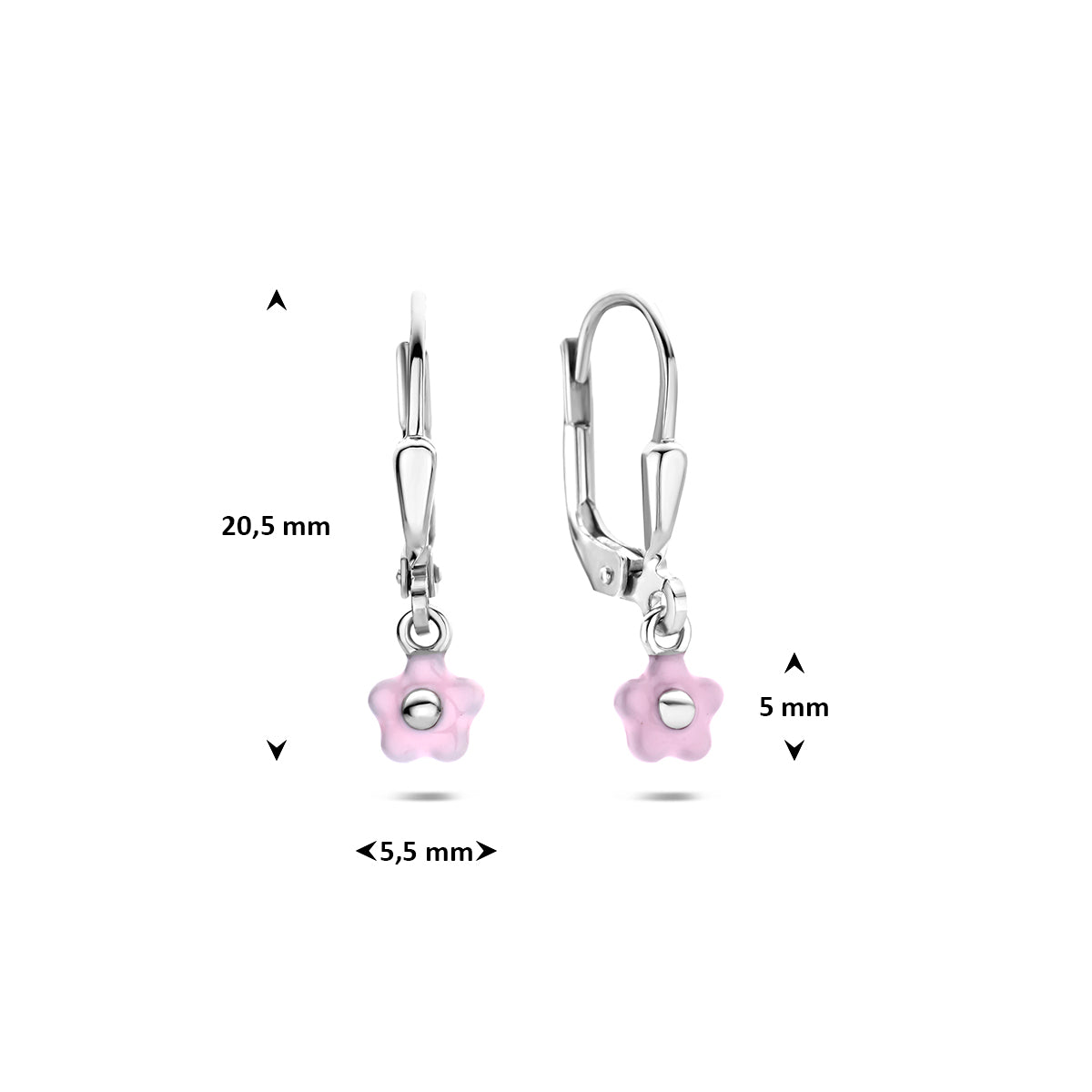 Fantasy Collection Oorhangers emaille bloem brisur haak zilver gerhodineerd 20,5 mm - afbeelding 4