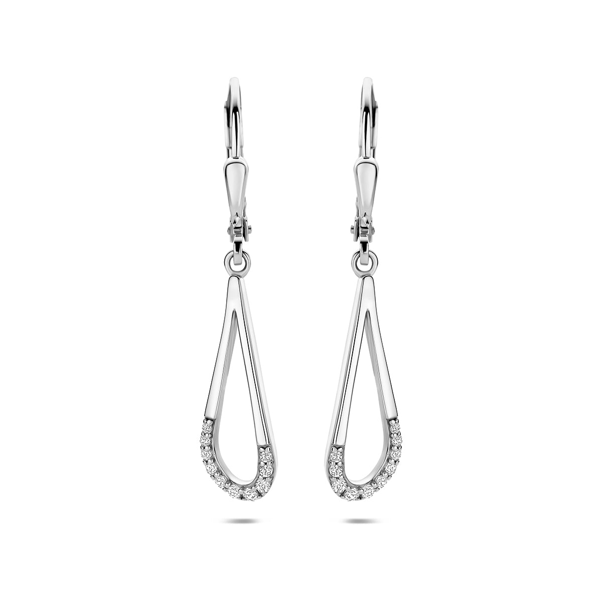 Fantasy Collection Oorhangers zirkonia brisur haak zilver gerhodineerd 34 mm - afbeelding 3