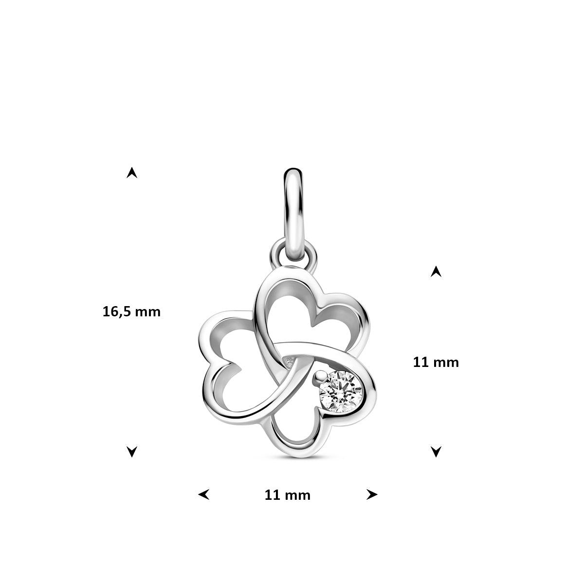 Fantasy Collection Hanger klavertje zirkonia zilver gerhodineerd 11 mm - afbeelding 4