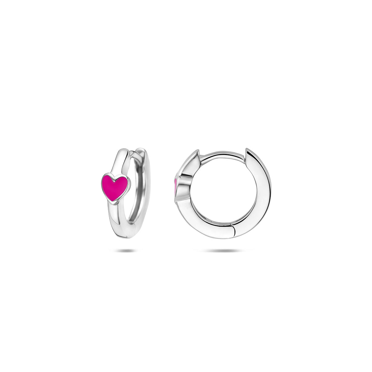 Fantasy Collection Klapoorringen emaille hartje zilver gerhodineerd 11,5 mm - afbeelding 3