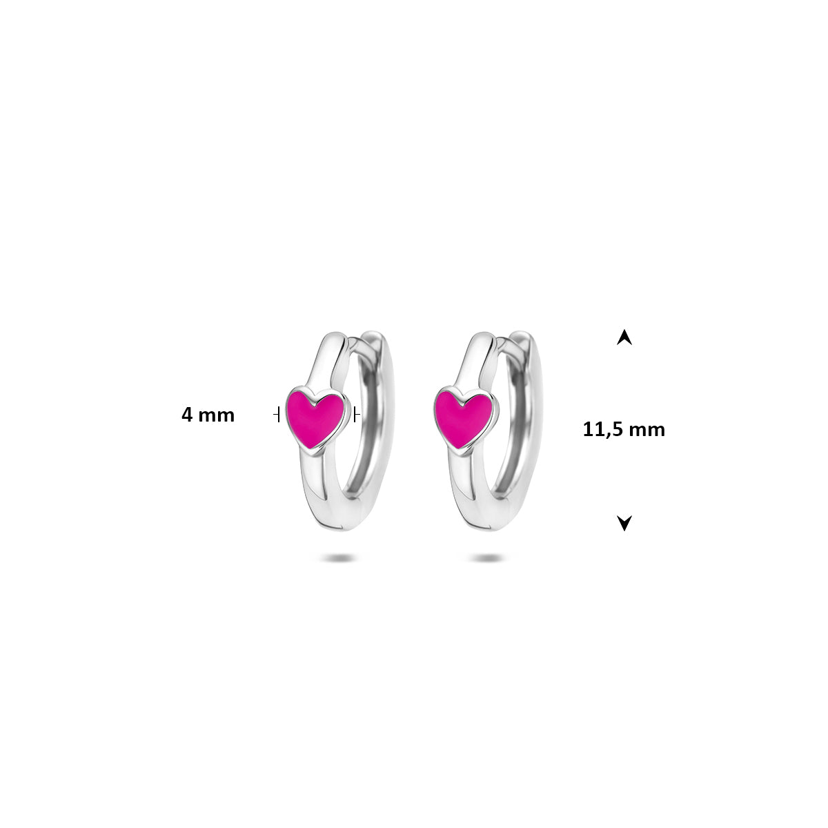 Fantasy Collection Klapoorringen emaille hartje zilver gerhodineerd 11,5 mm - afbeelding 4