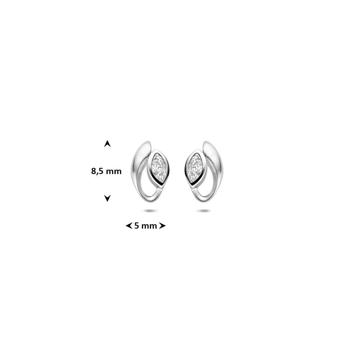Fantasy Collection Oorknoppen zirkonia poli/mat zilver gerhodineerd 8,5 mm - afbeelding 4