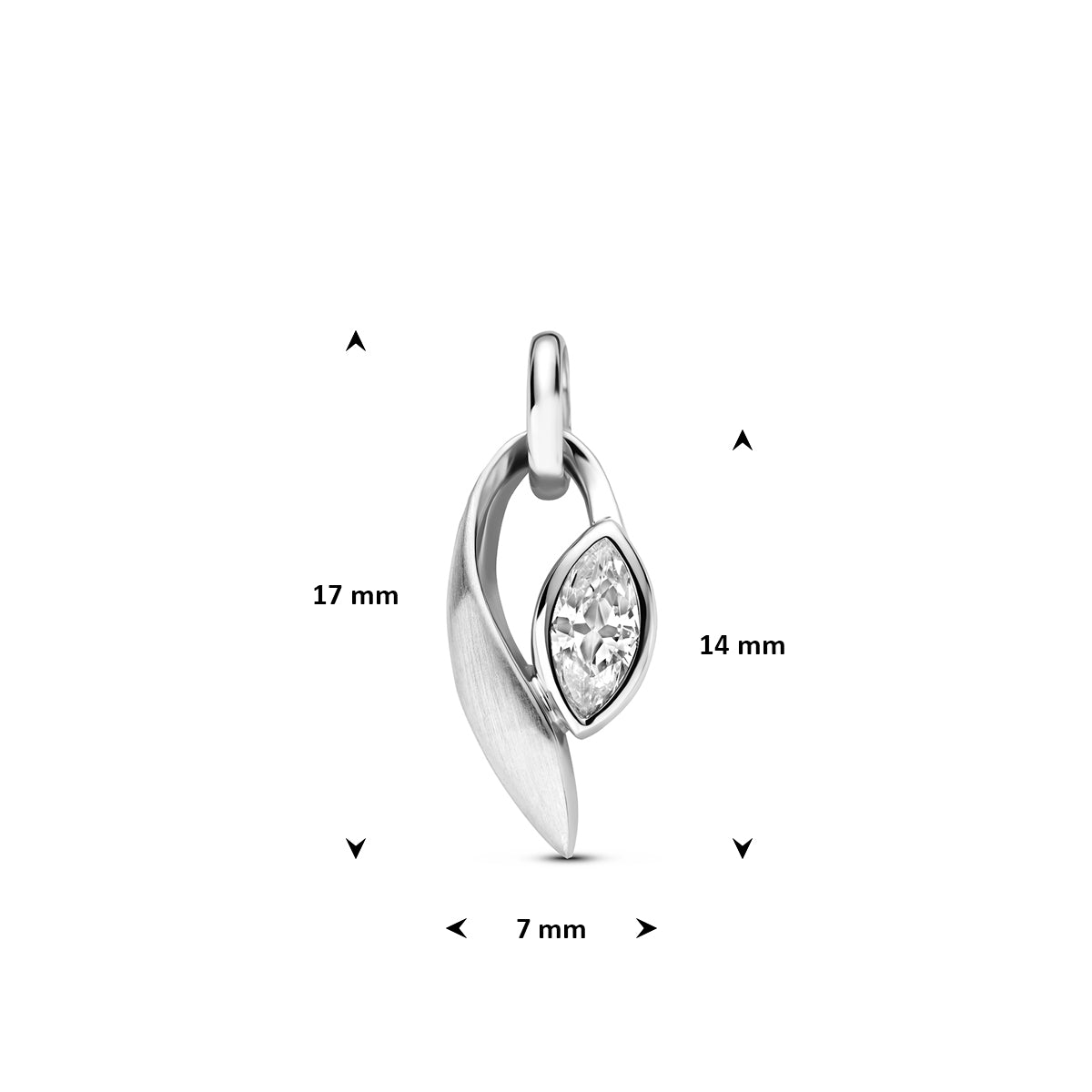 Fantasy Collection Hanger zirkonia poli/mat zilver gerhodineerd 14 mm - afbeelding 4