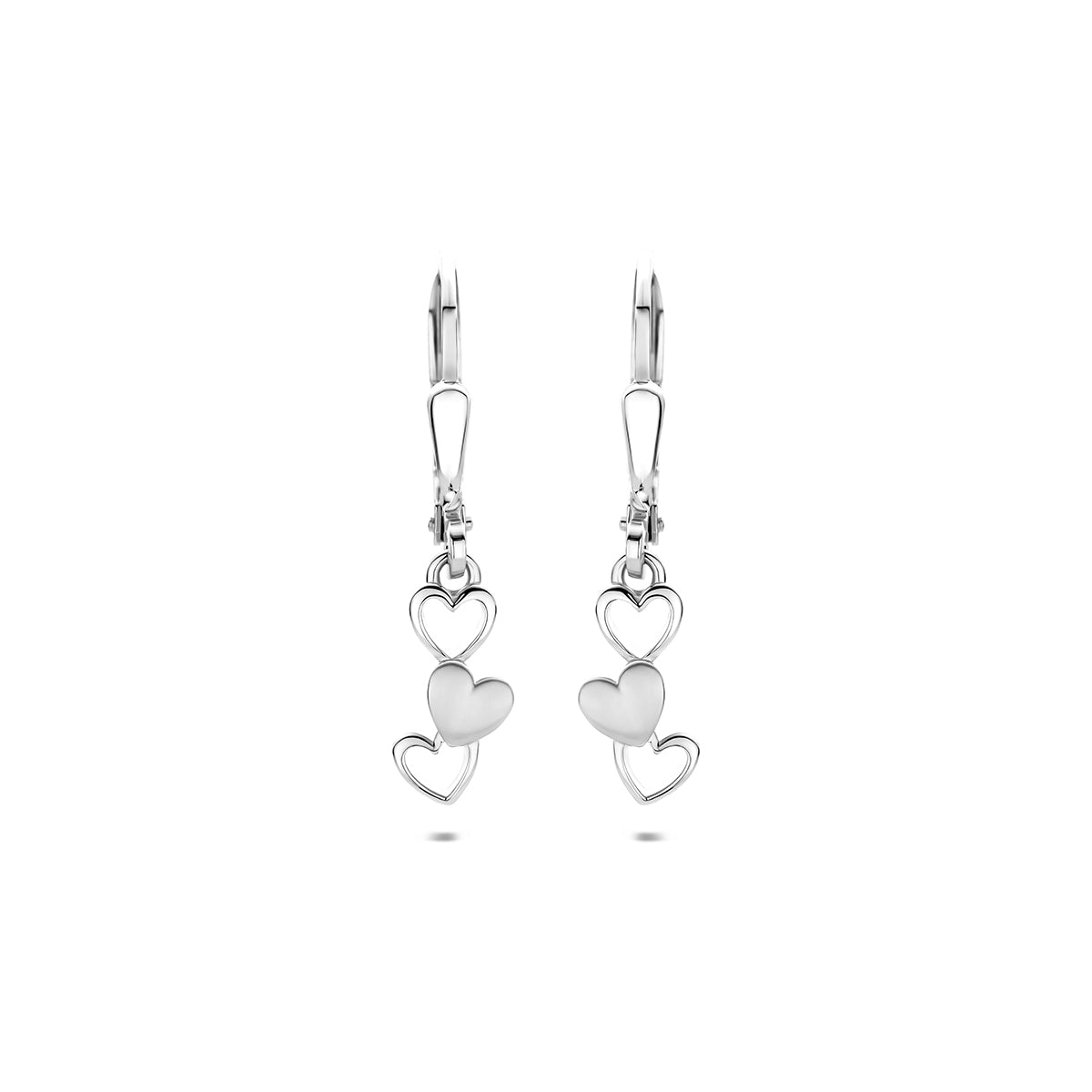 Fantasy Collection Oorhangers hartjes poli/mat brisur haak zilver gerhodineerd 25 mm - afbeelding 3