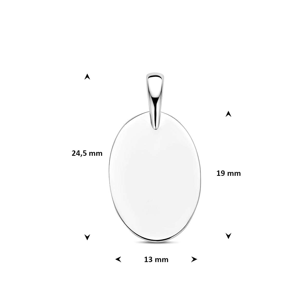 Graveerhanger ovaal zilver gerhodineerd 19 mm
