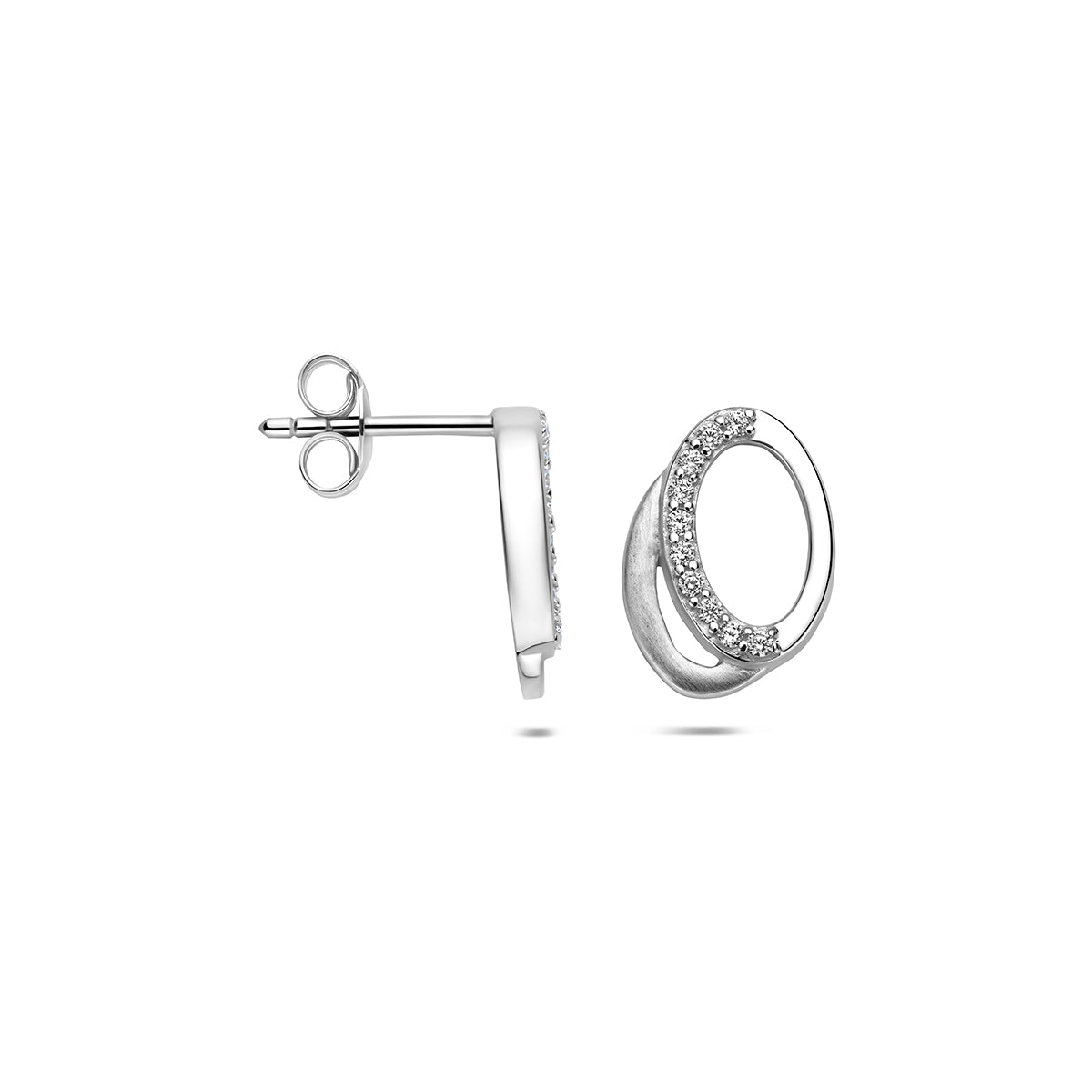 Fantasy Collection Oorknoppen zirkonia poli/mat zilver gerhodineerd 12,5 mm - afbeelding 3