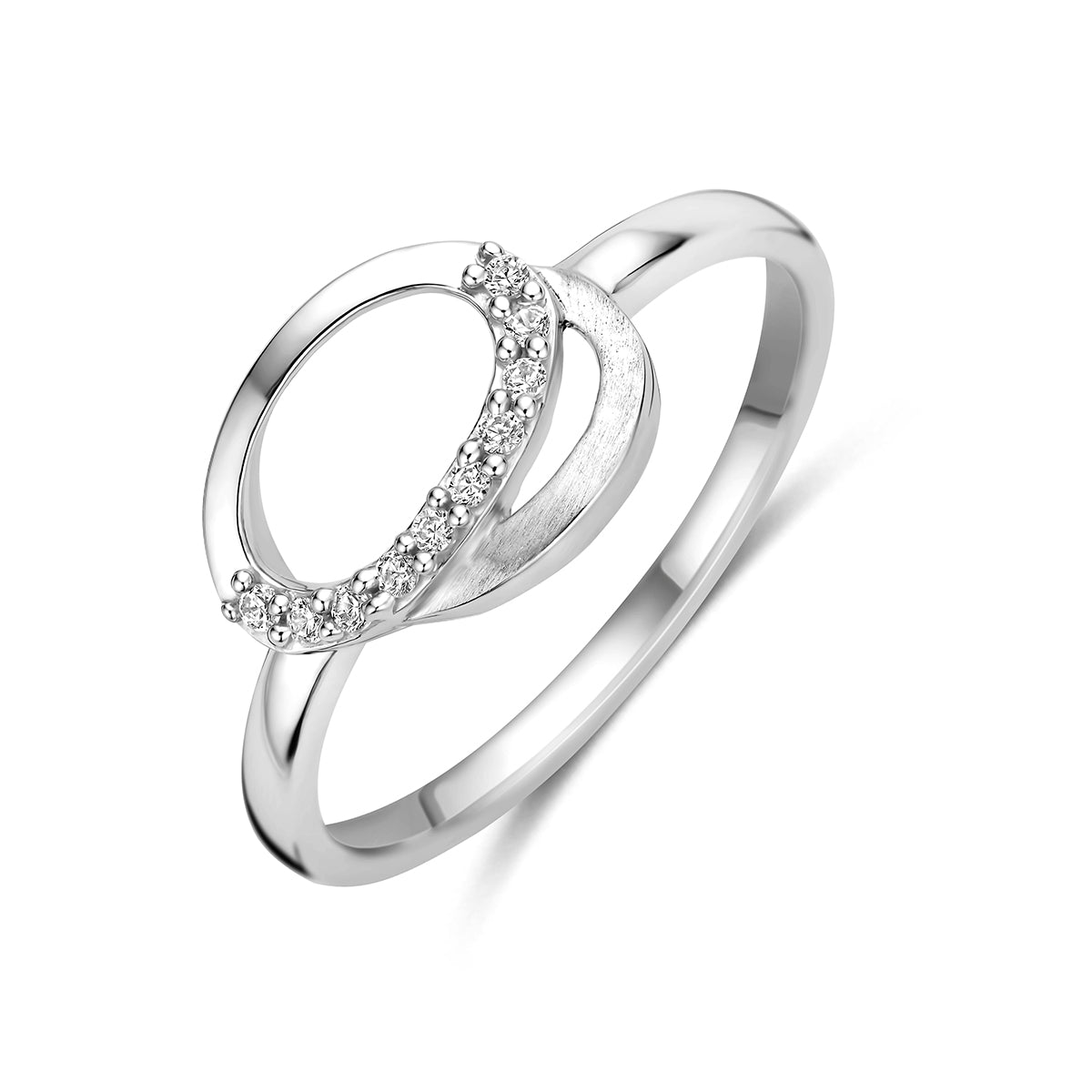 Fantasy Collection Ring zirkonia poli/mat zilver gerhodineerd