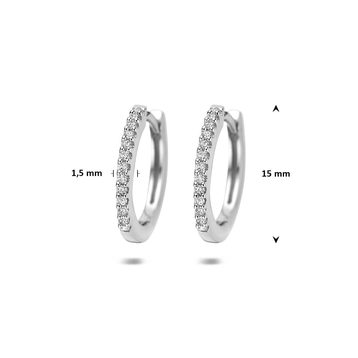 Fantasy Collection Klapoorringen zirkonia zilver gerhodineerd 15 mm - afbeelding 4