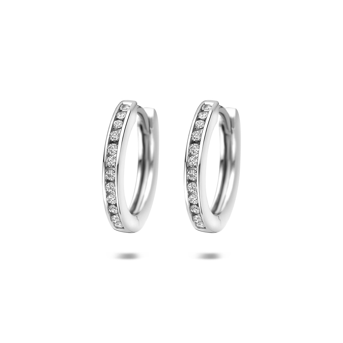 Fantasy Collection Klapoorringen zirkonia zilver gerhodineerd 15 mm
