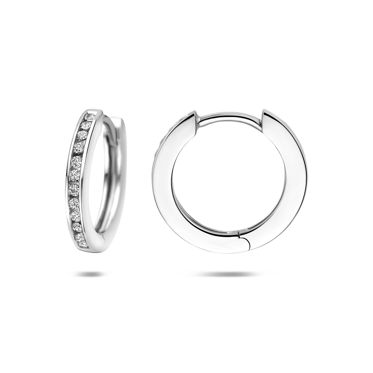 Fantasy Collection Klapoorringen zirkonia zilver gerhodineerd 15 mm - afbeelding 3