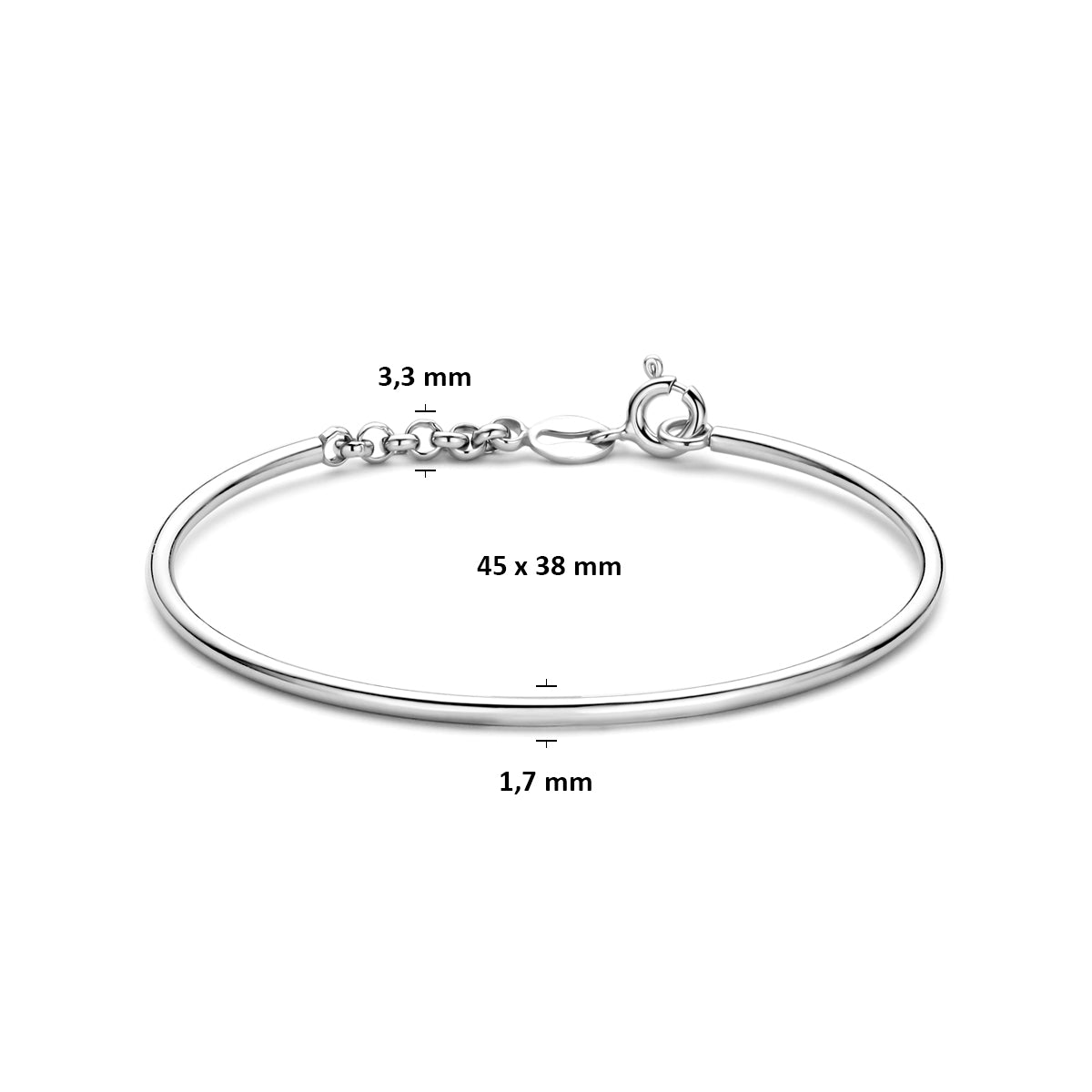 Armband spang zilver gerhodineerd 45 mm