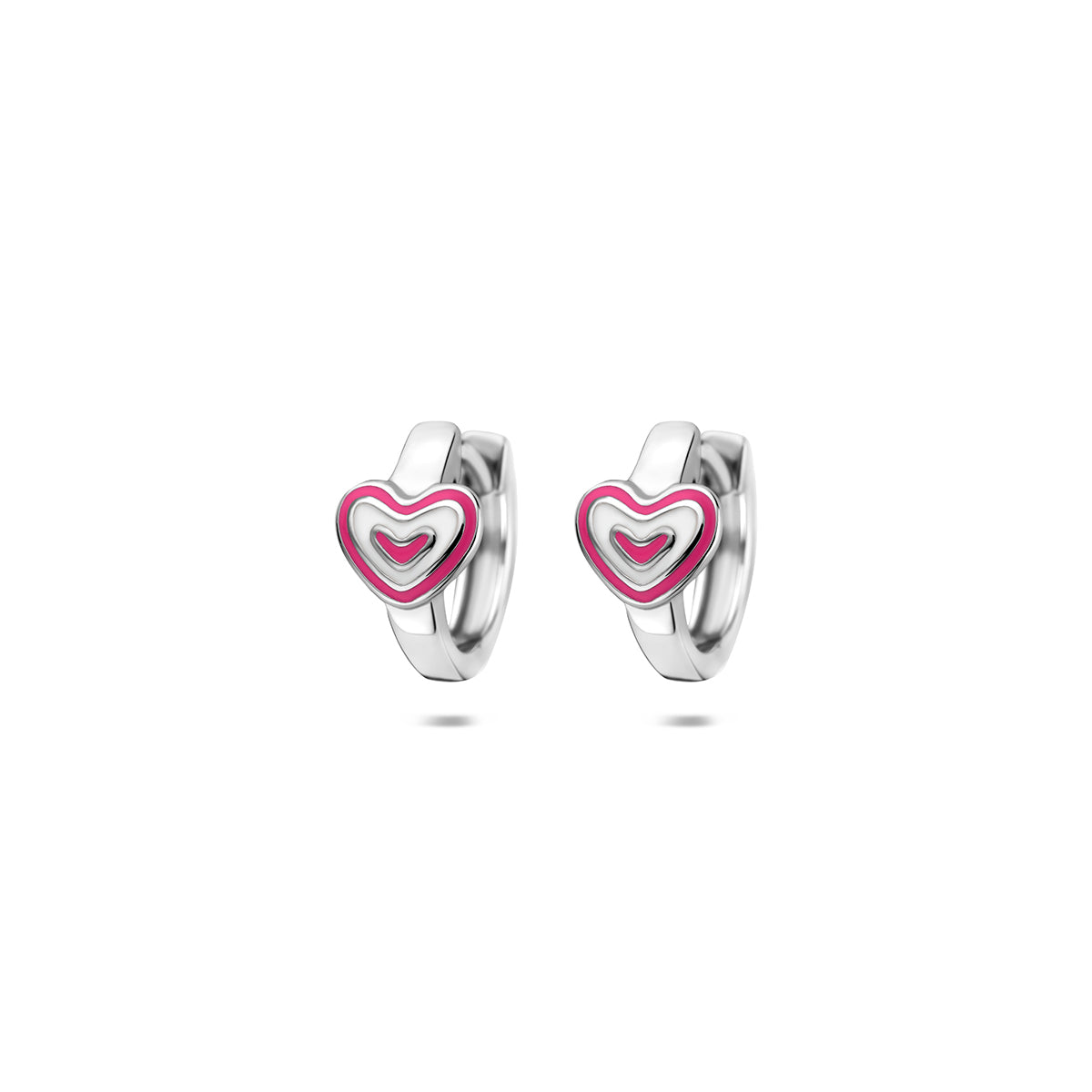 Klapoorringen emaille hartje zilver gerhodineerd 11 mm