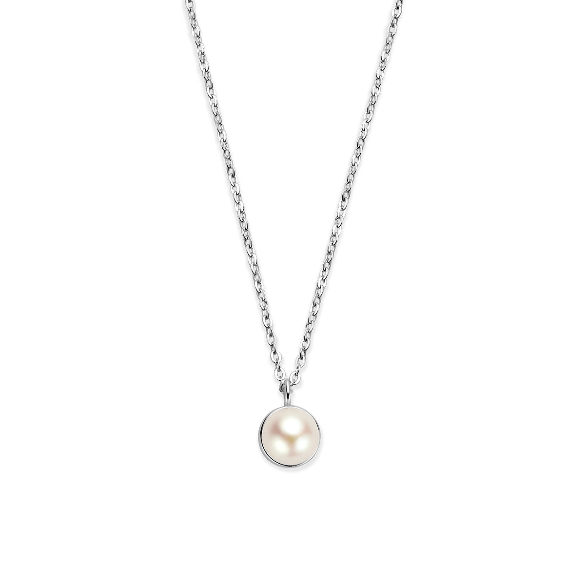 Fantasy Collection Collier parel zilver gerhodineerd 42 + 3 cm