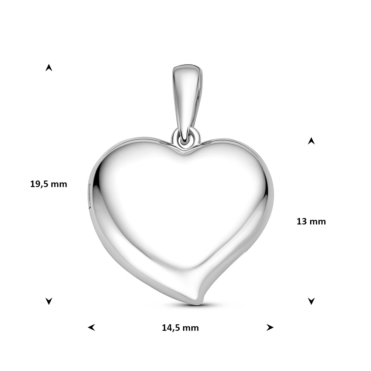 Fantasy Collection Medaillon hart zilver gerhodineerd 13 mm - afbeelding 4