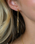 ZINZI gold plated zilveren multi-look oorstekers met bungelende paperclip schakels 65mm ZIO2709G - PansiteNederland.nl