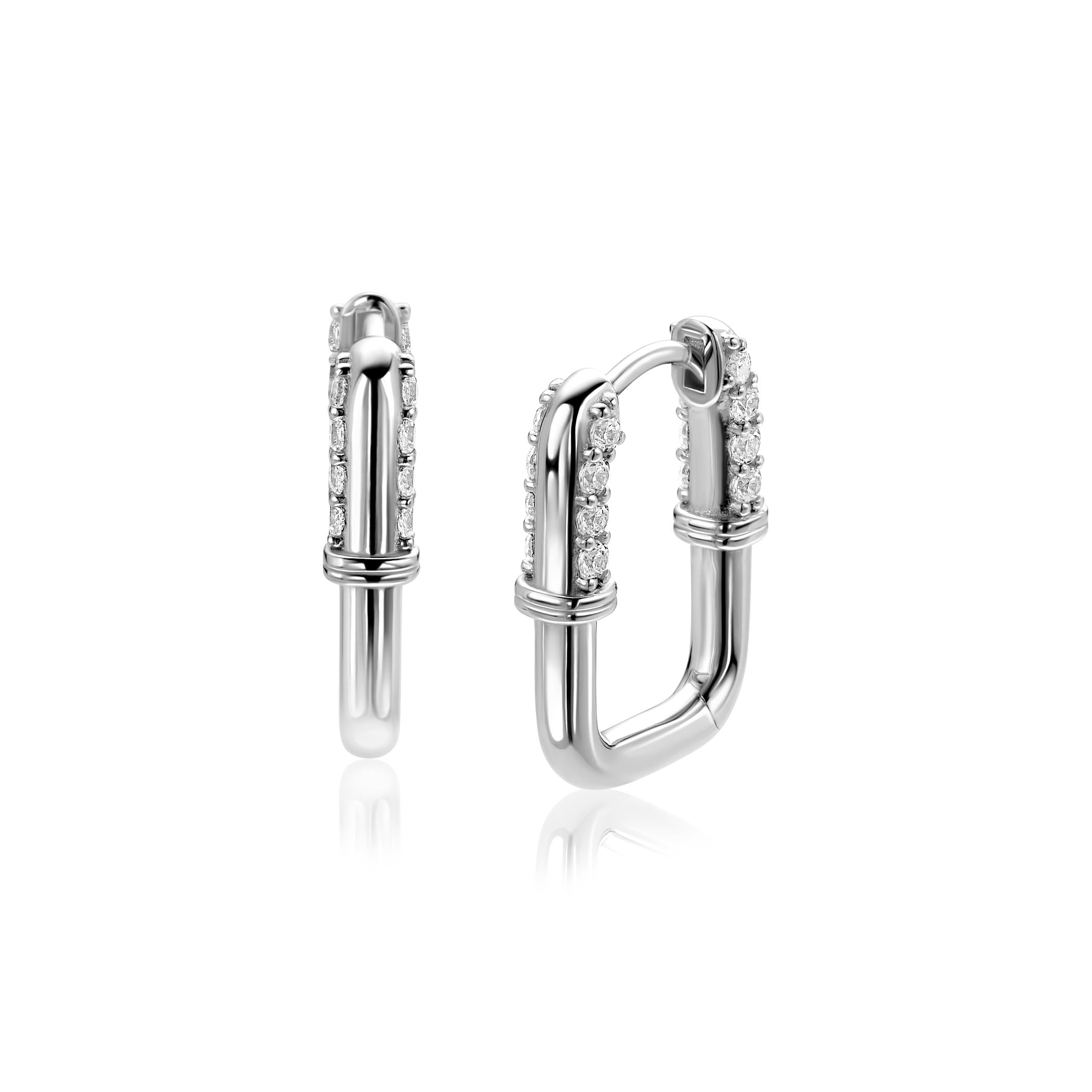 ZINZI Zilveren Oorbellen 17mm wit - ZIO2810