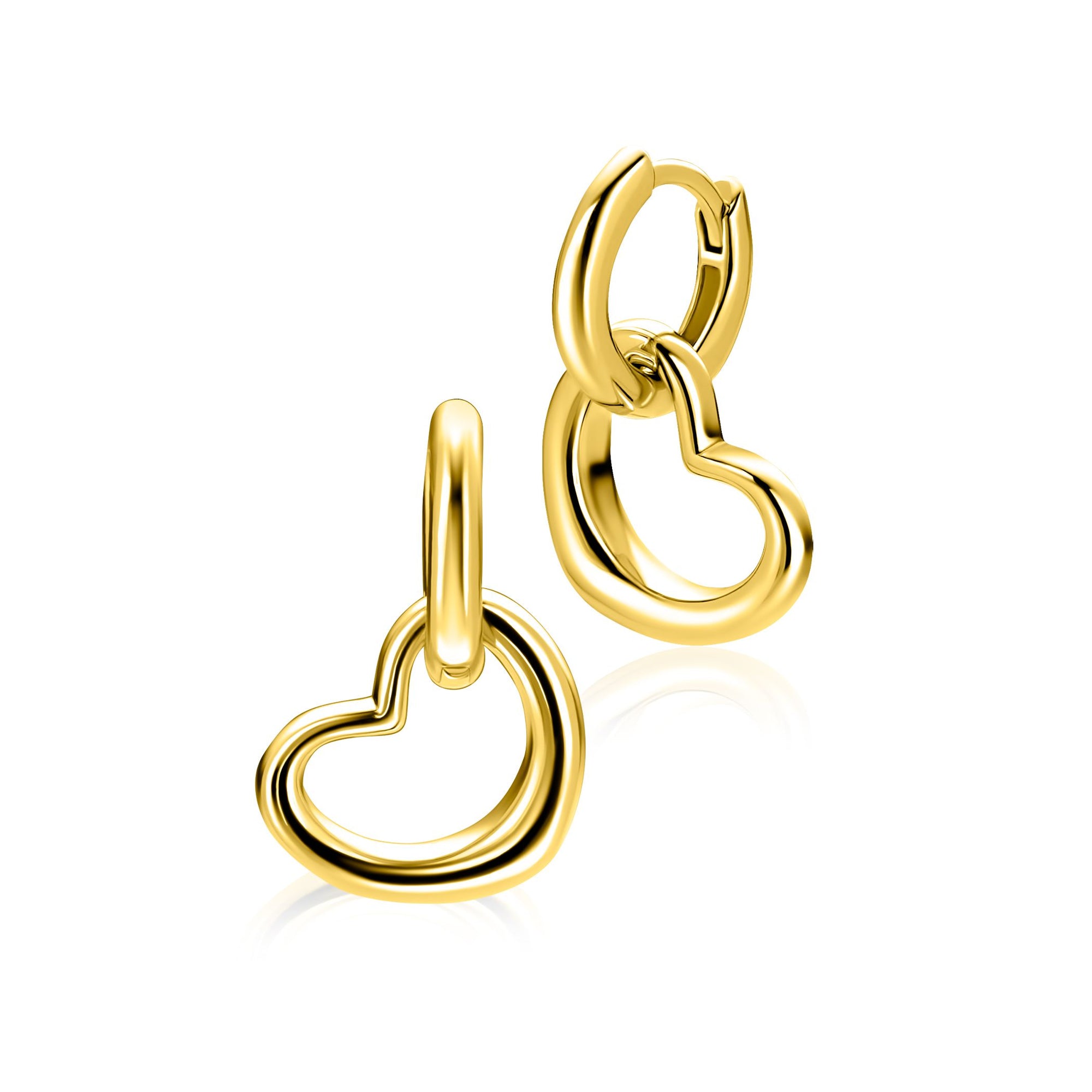 ZINZI gold plated zilveren oorbedels open hartvorm 14mm ZICH2718G (zonder oorringen) - PansiteNederland.nl