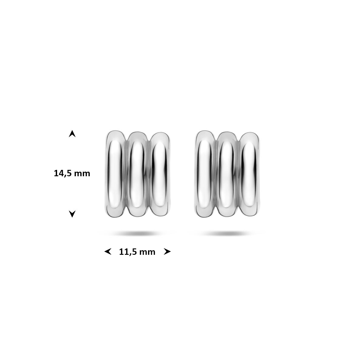 Stekeroorringen zilver gerhodineerd 14,5 mm