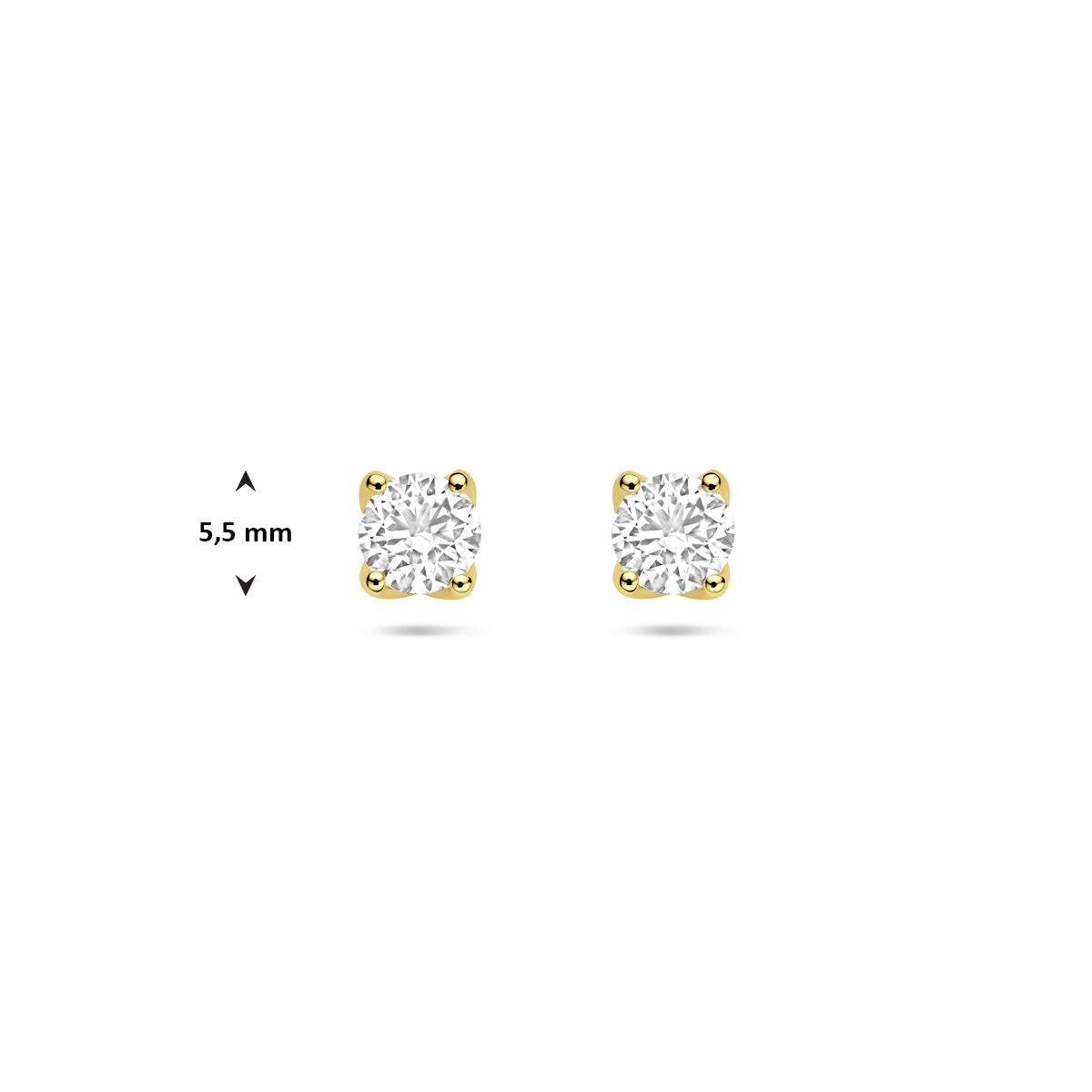 Fantasy Collection Oorbellen lab grown diamant 1.0ct (2x 0.50ct) h si 5,5 mm 14K geelgoud