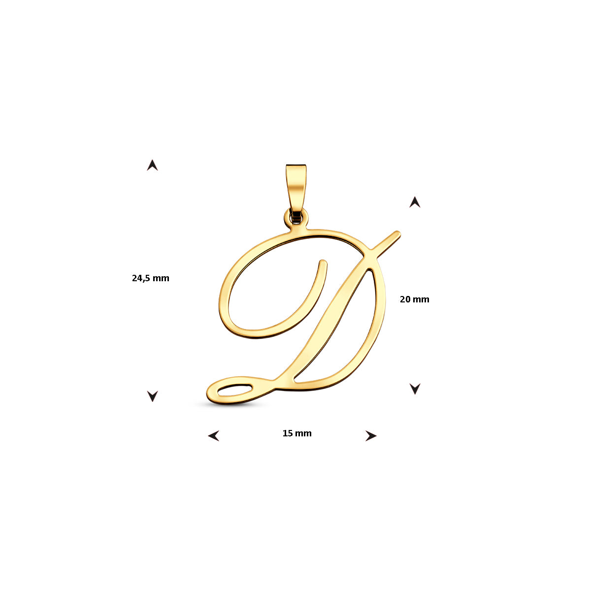 Hanger sierletter D 20 mm 14K geelgoud #Letter_D