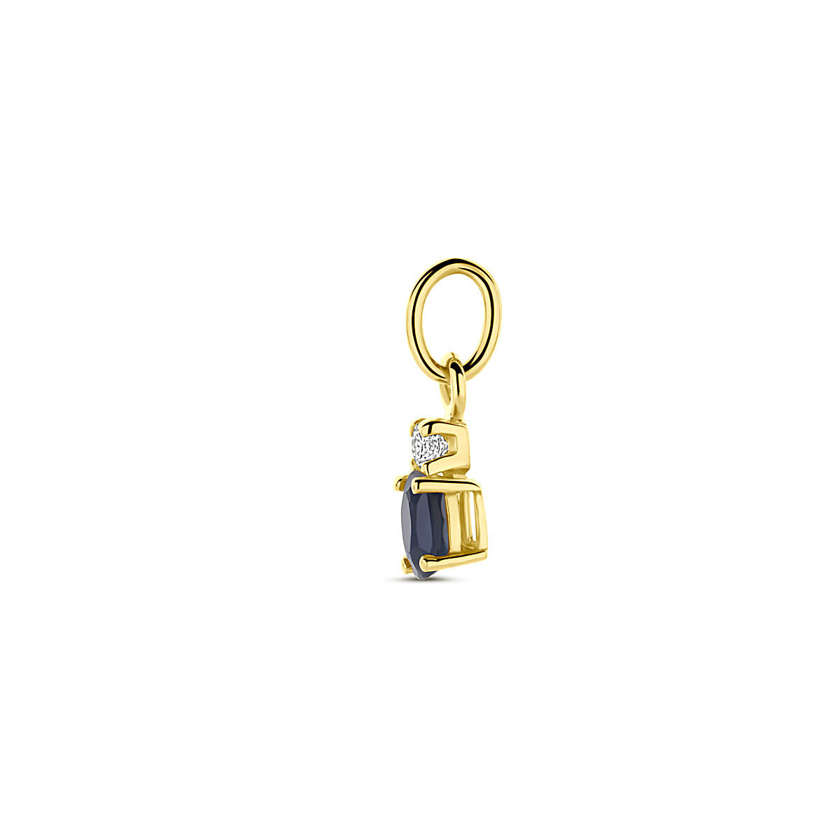 14K geelgouden hanger saffier en zirkonia 12 mm - 4034252 - PansiteNederland.nl