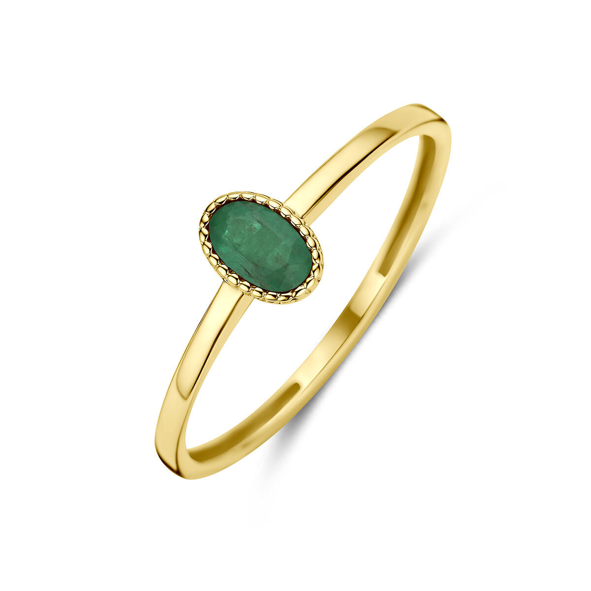 Ring smaragd 14K geelgoud groen