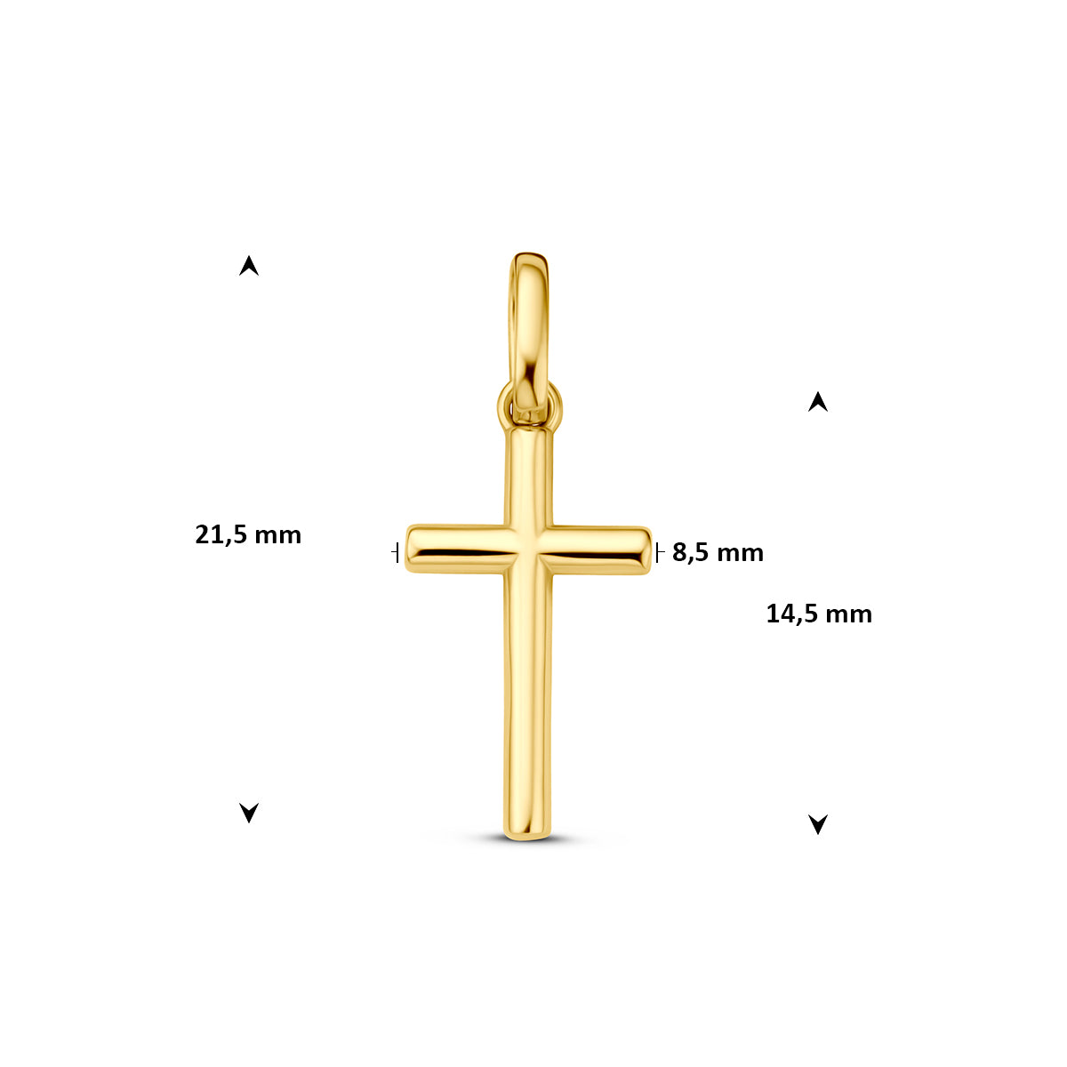 Hanger kruis 9K geelgoud 14,5 mm 8.5 mm